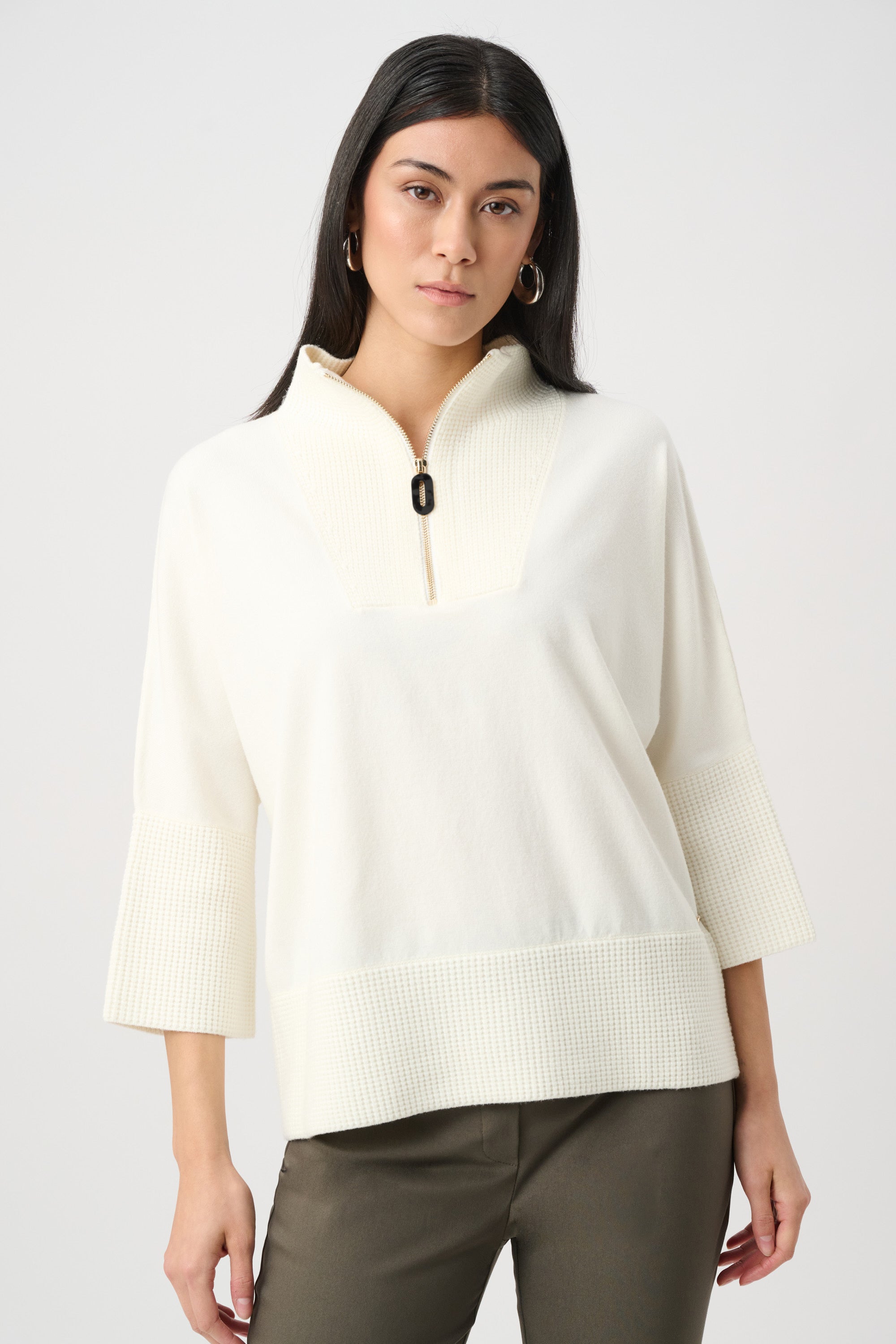 Brushed Viscose And Nylon Funnel-Neck Sweater