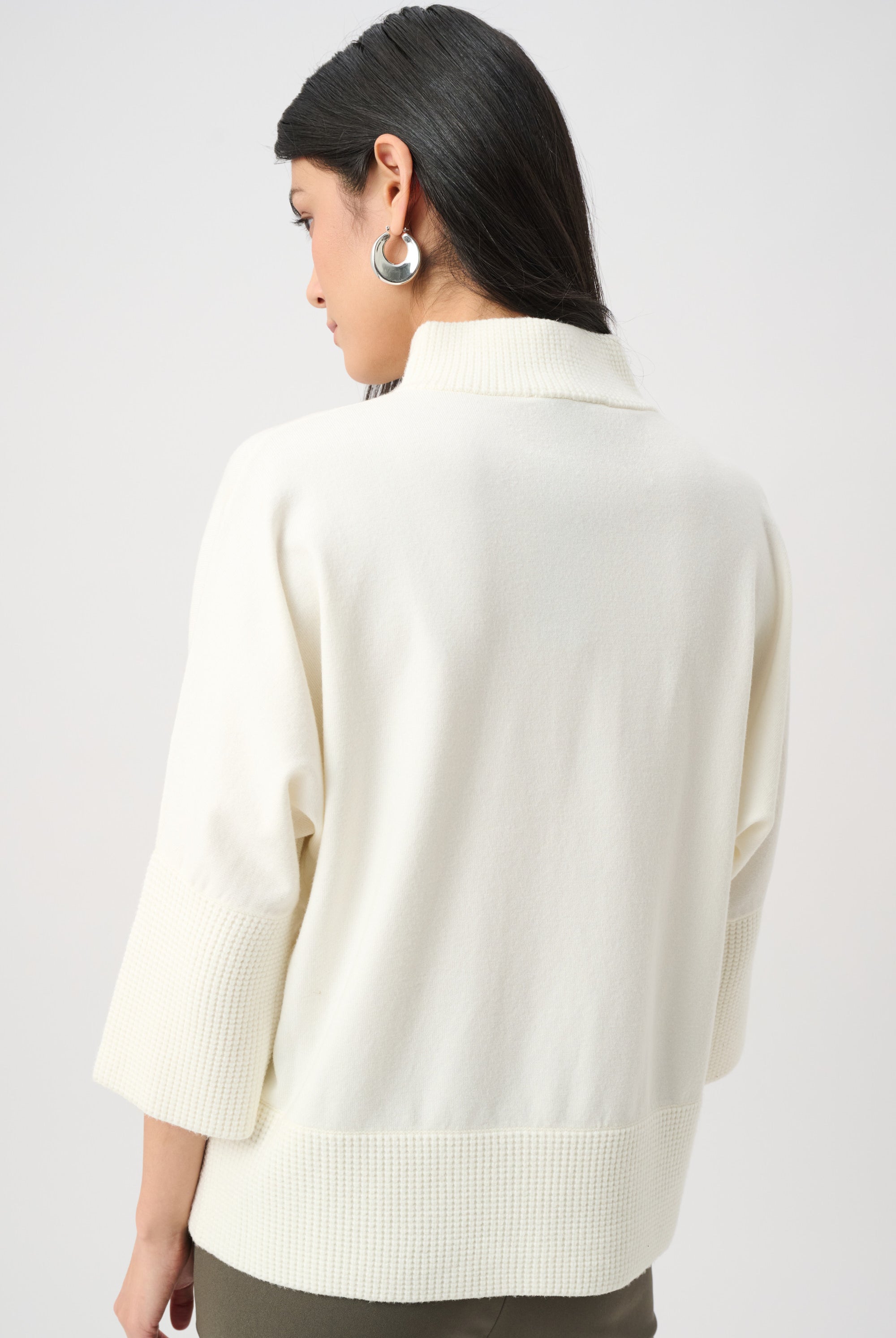 Brushed Viscose And Nylon Funnel-Neck Sweater