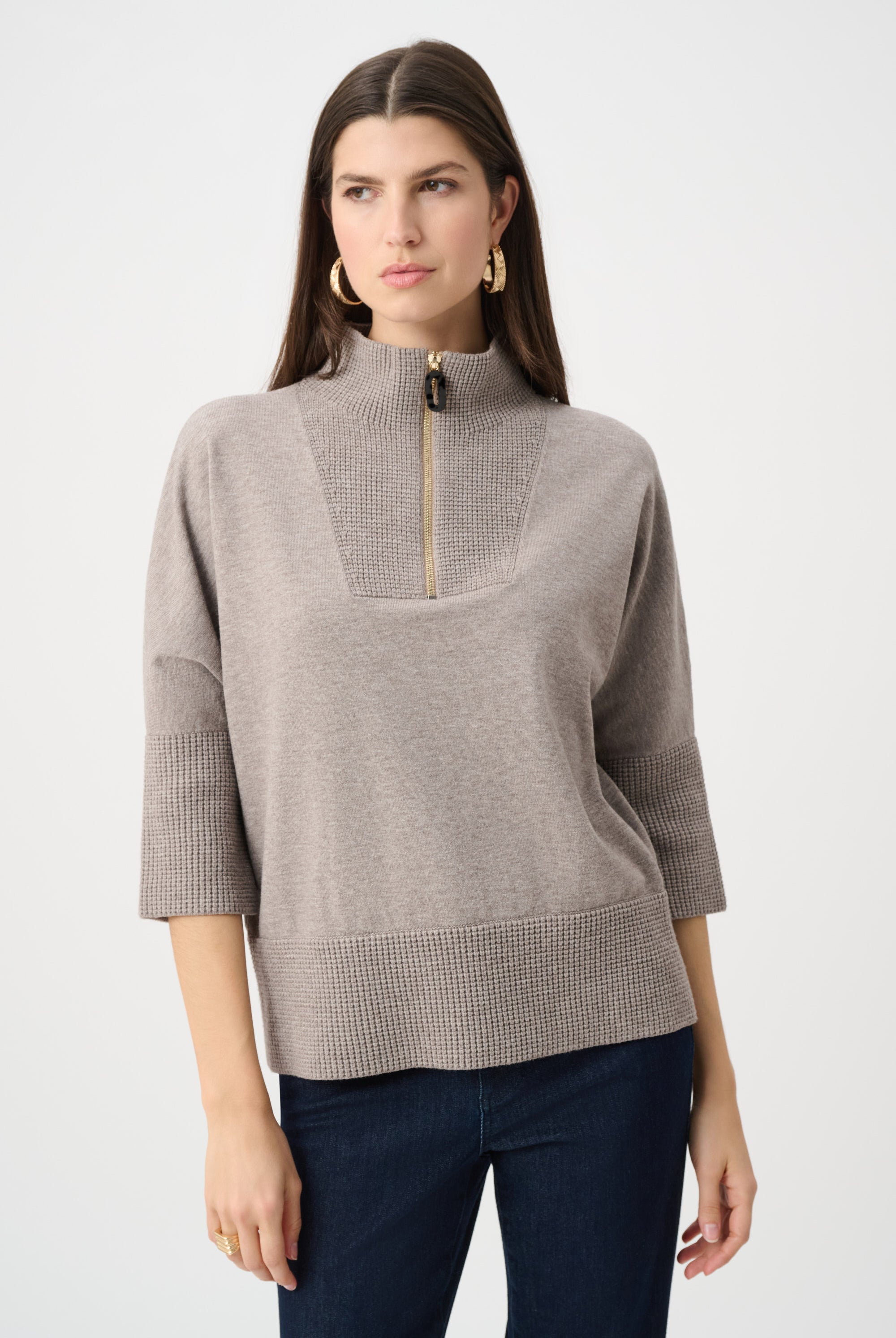 Brushed Viscose And Nylon Funnel-Neck Sweater