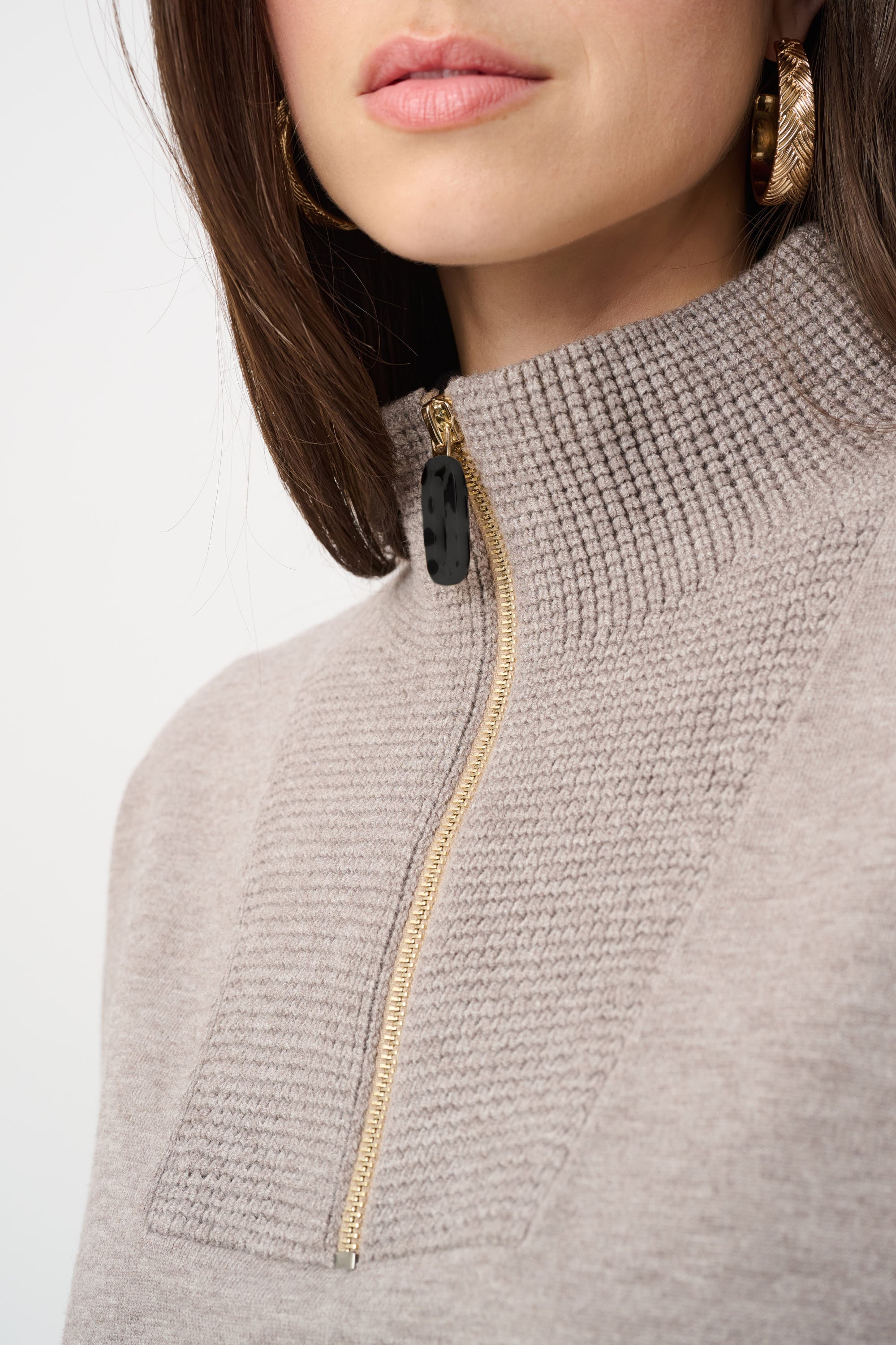 Brushed Viscose And Nylon Funnel-Neck Sweater