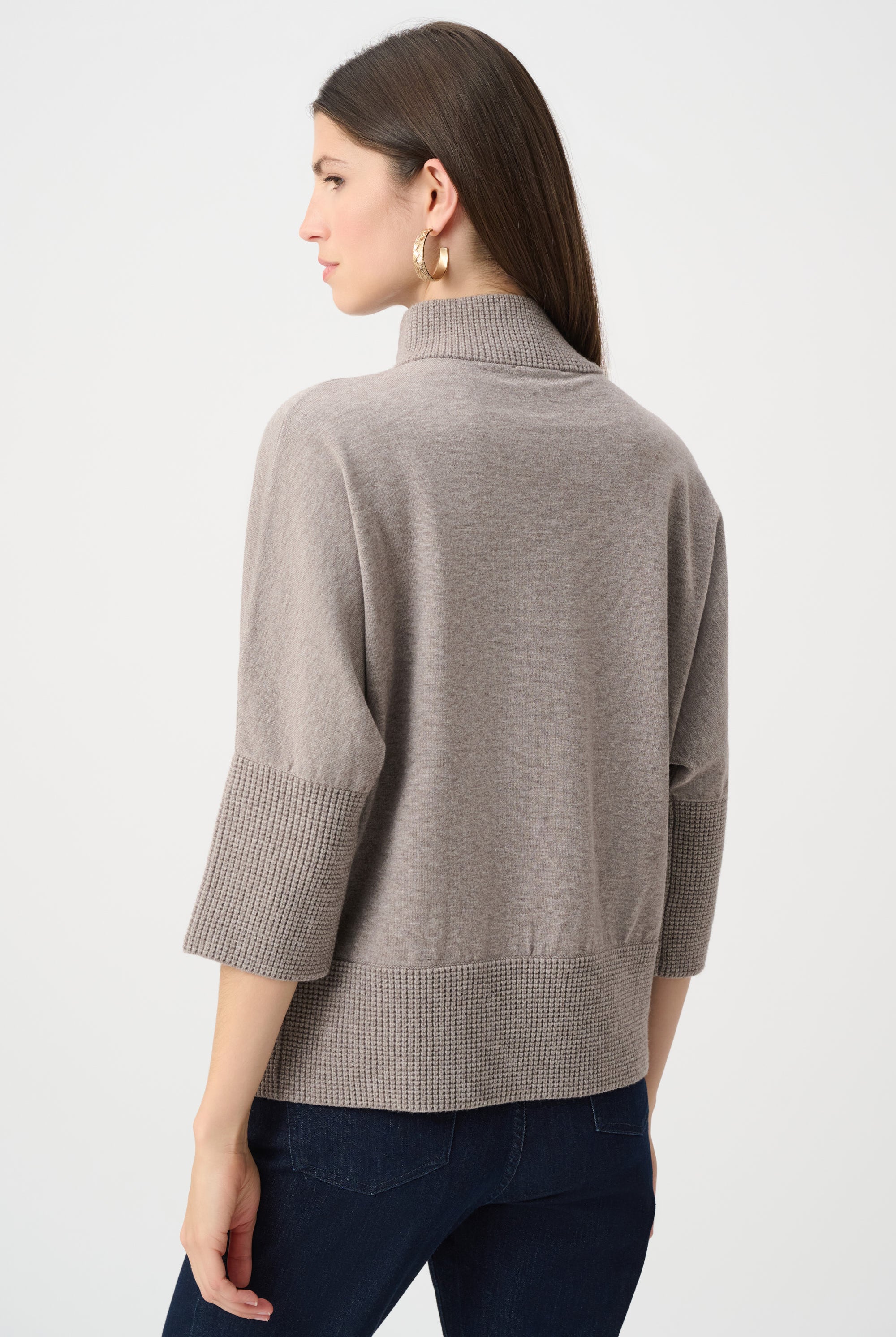 Brushed Viscose And Nylon Funnel-Neck Sweater