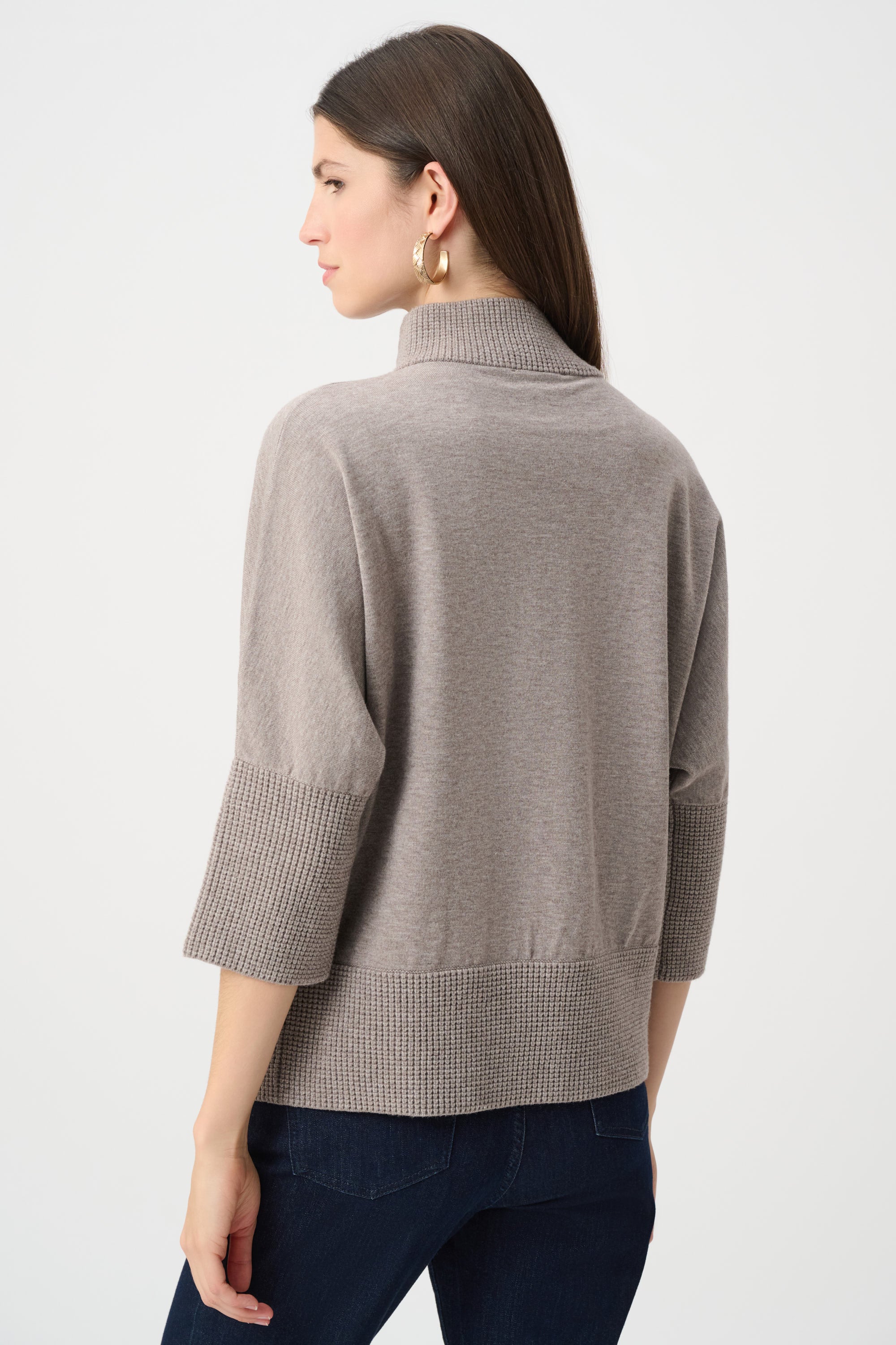 Brushed Viscose And Nylon Funnel-Neck Sweater