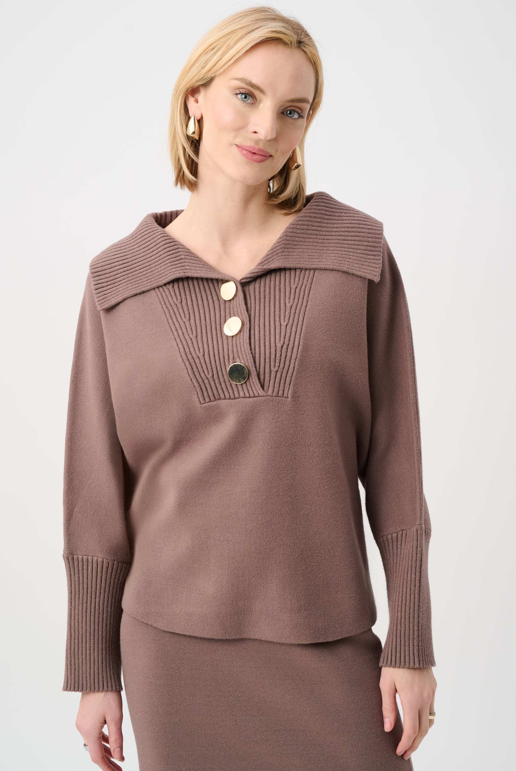 Brushed Viscose And Nylon Shawl-Neck Sweater