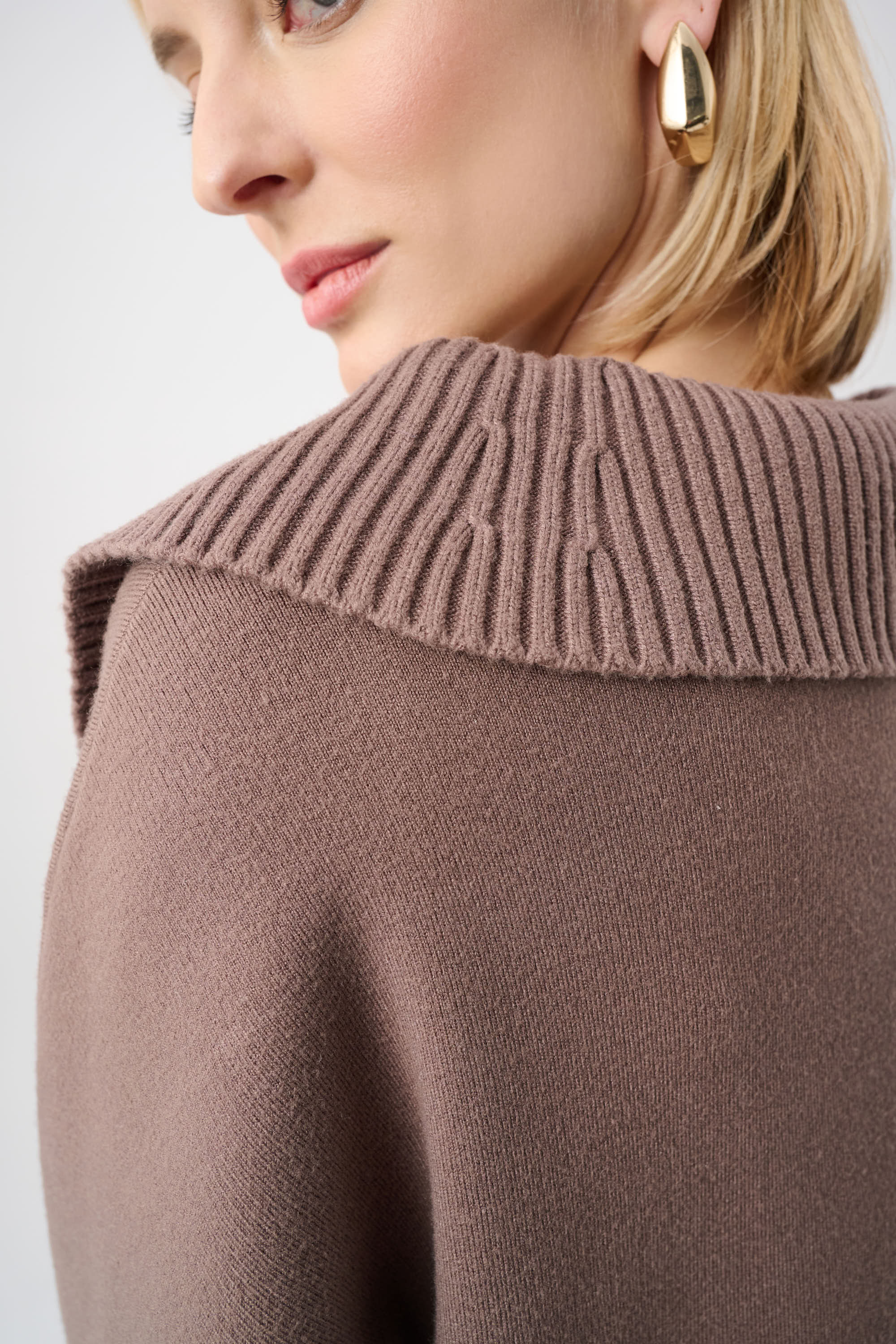 Brushed Viscose And Nylon Shawl-Neck Sweater