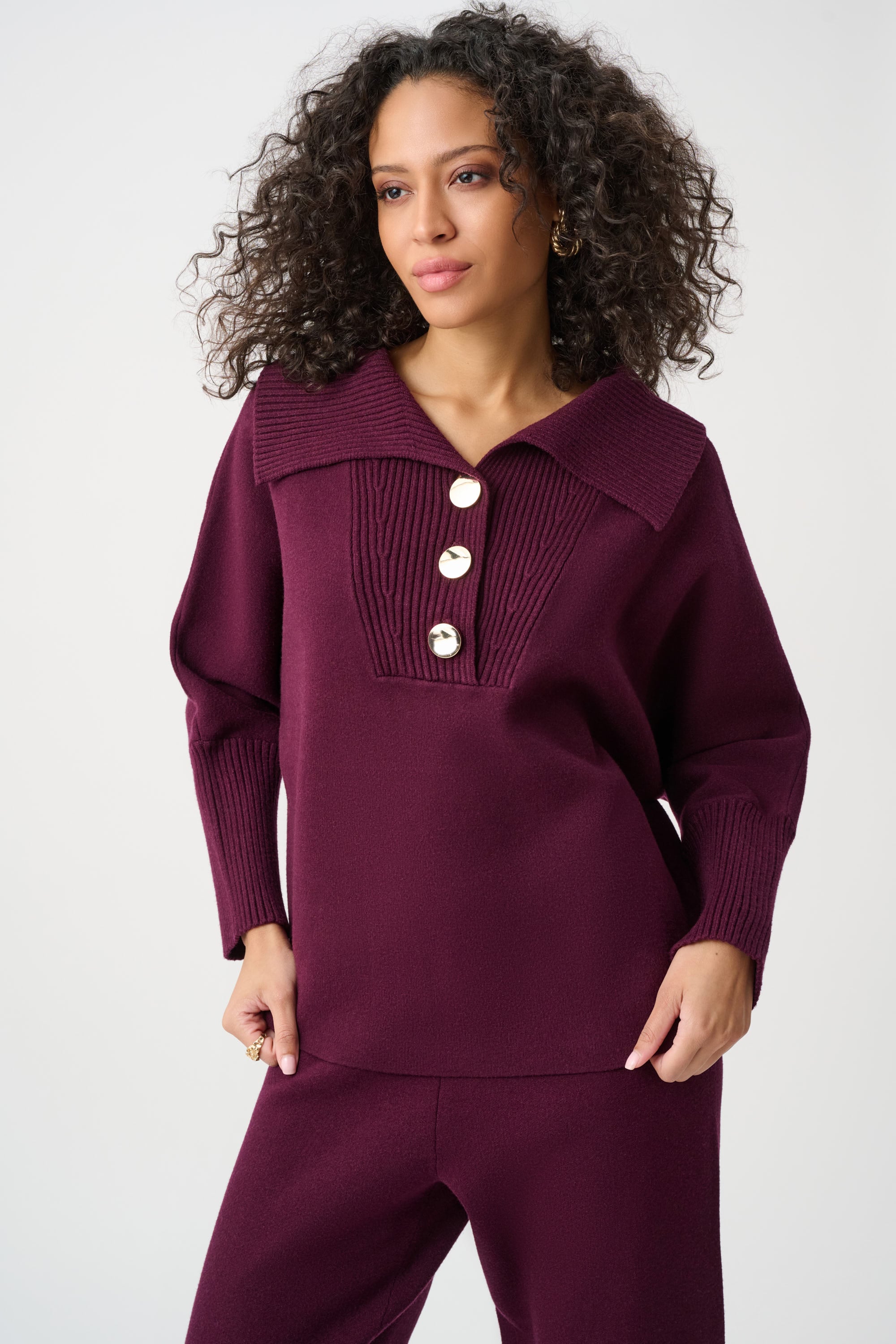 Brushed Viscose And Nylon Shawl-Neck Sweater