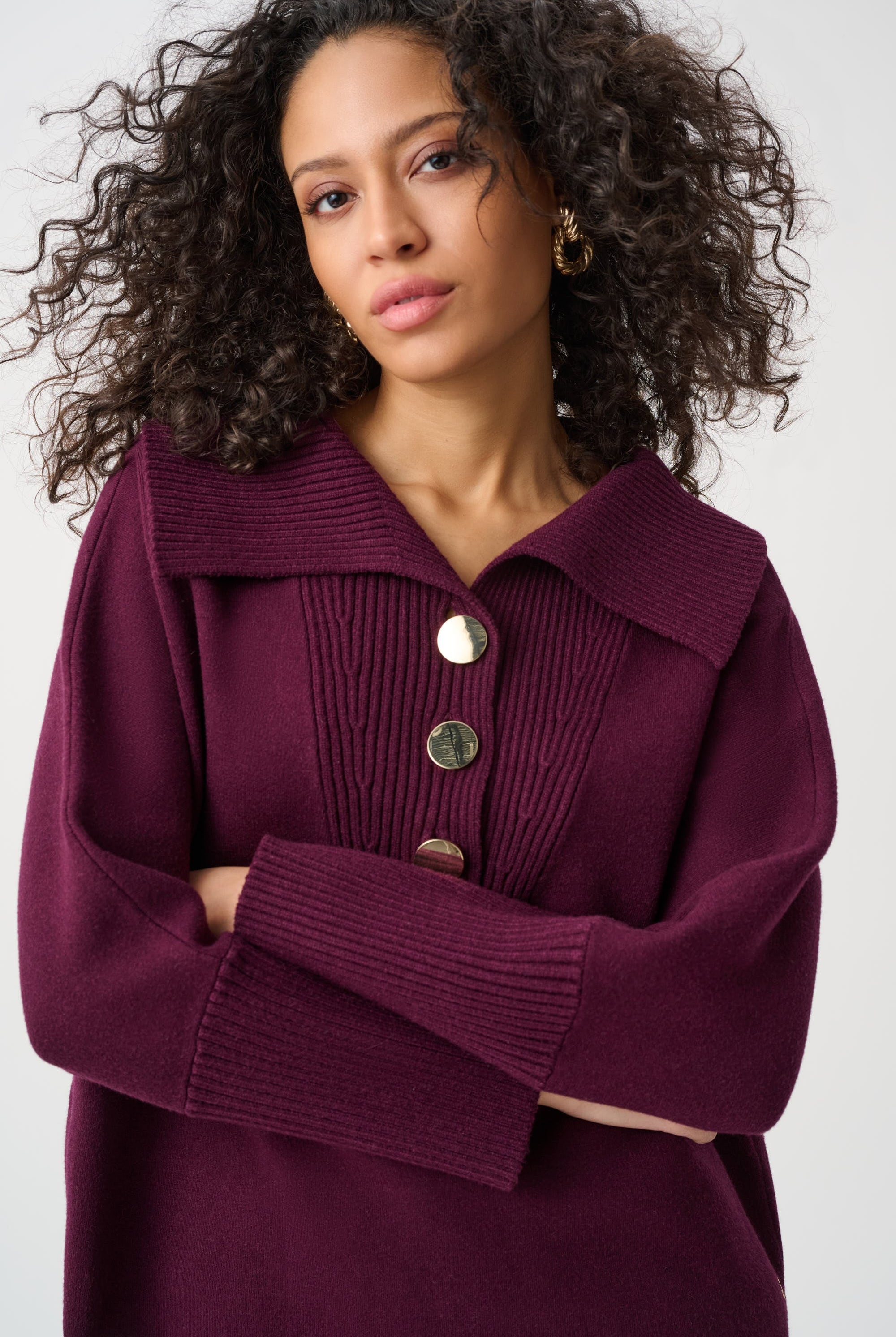 Brushed Viscose And Nylon Shawl-Neck Sweater