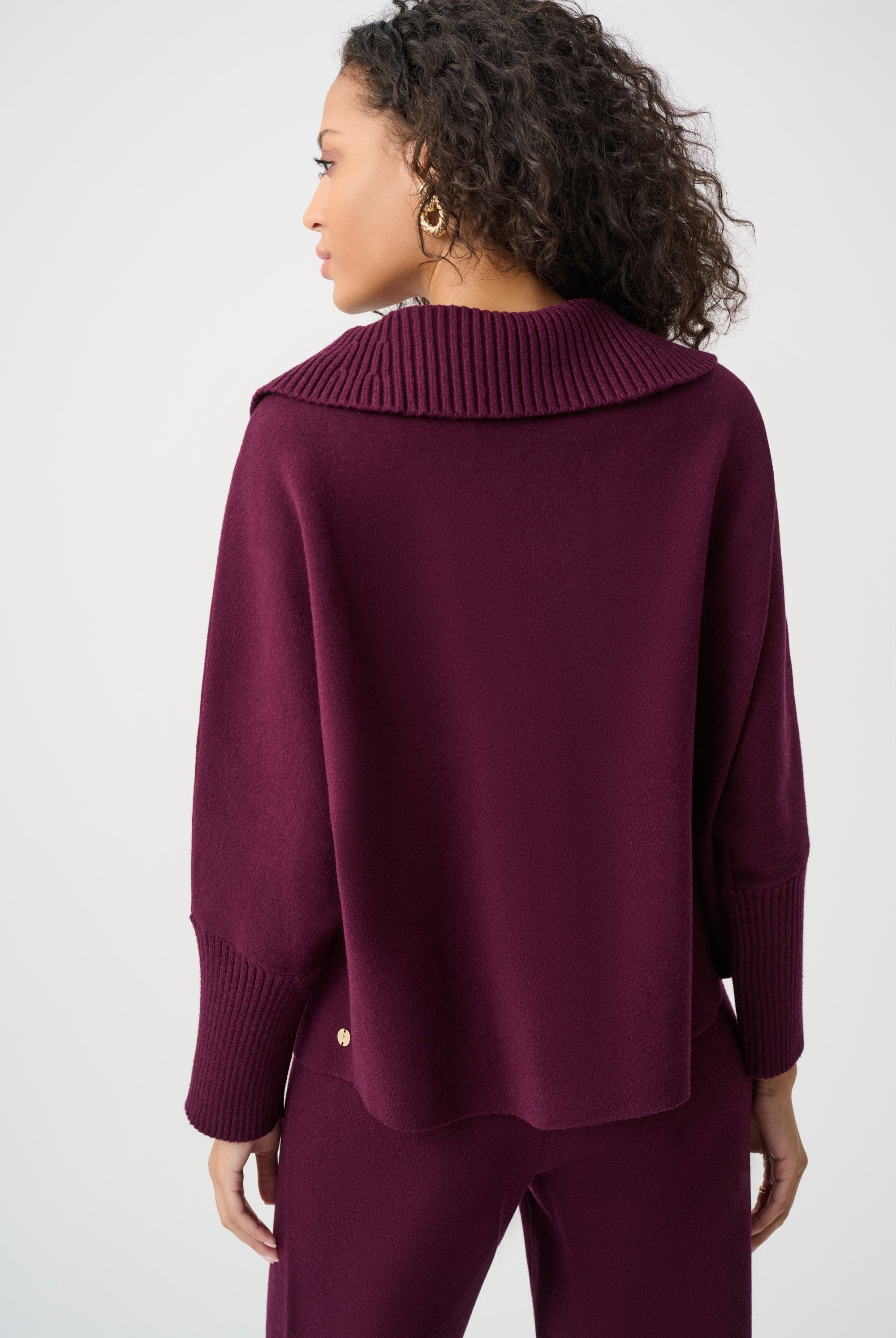 Brushed Viscose And Nylon Shawl-Neck Sweater