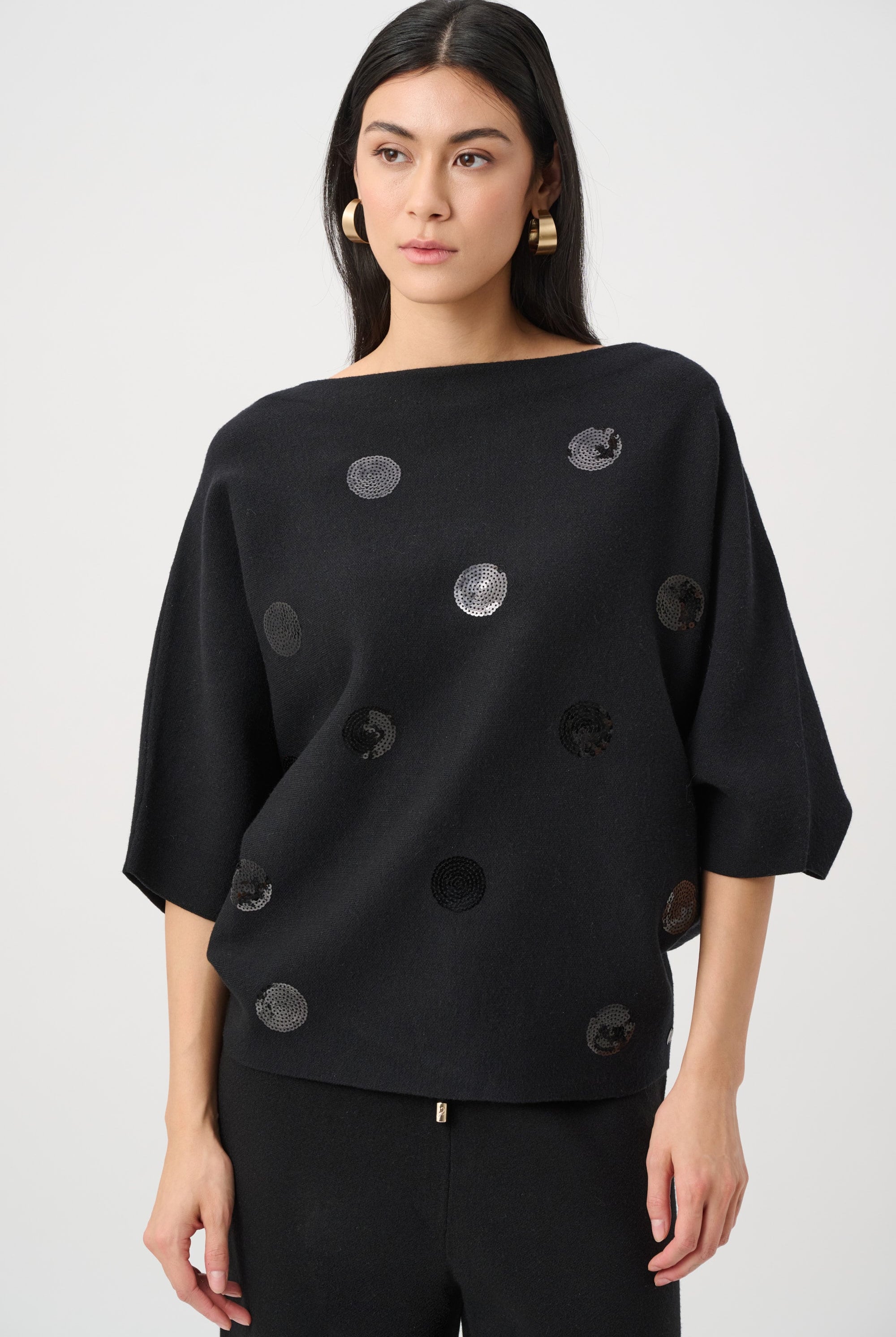 Brushed Viscose And Nylon Boxy Embroidered Sweater