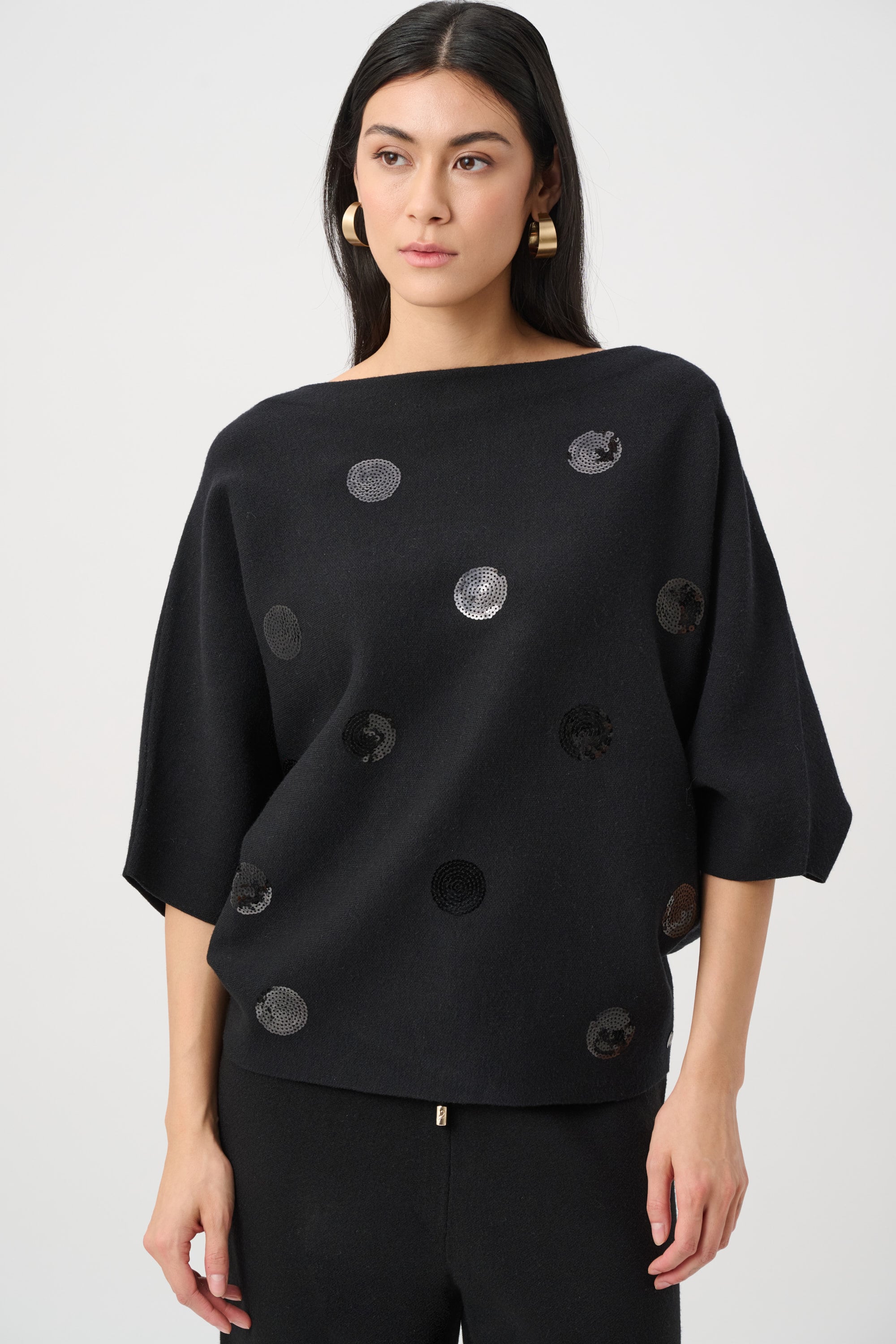 Brushed Viscose And Nylon Boxy Embroidered Sweater