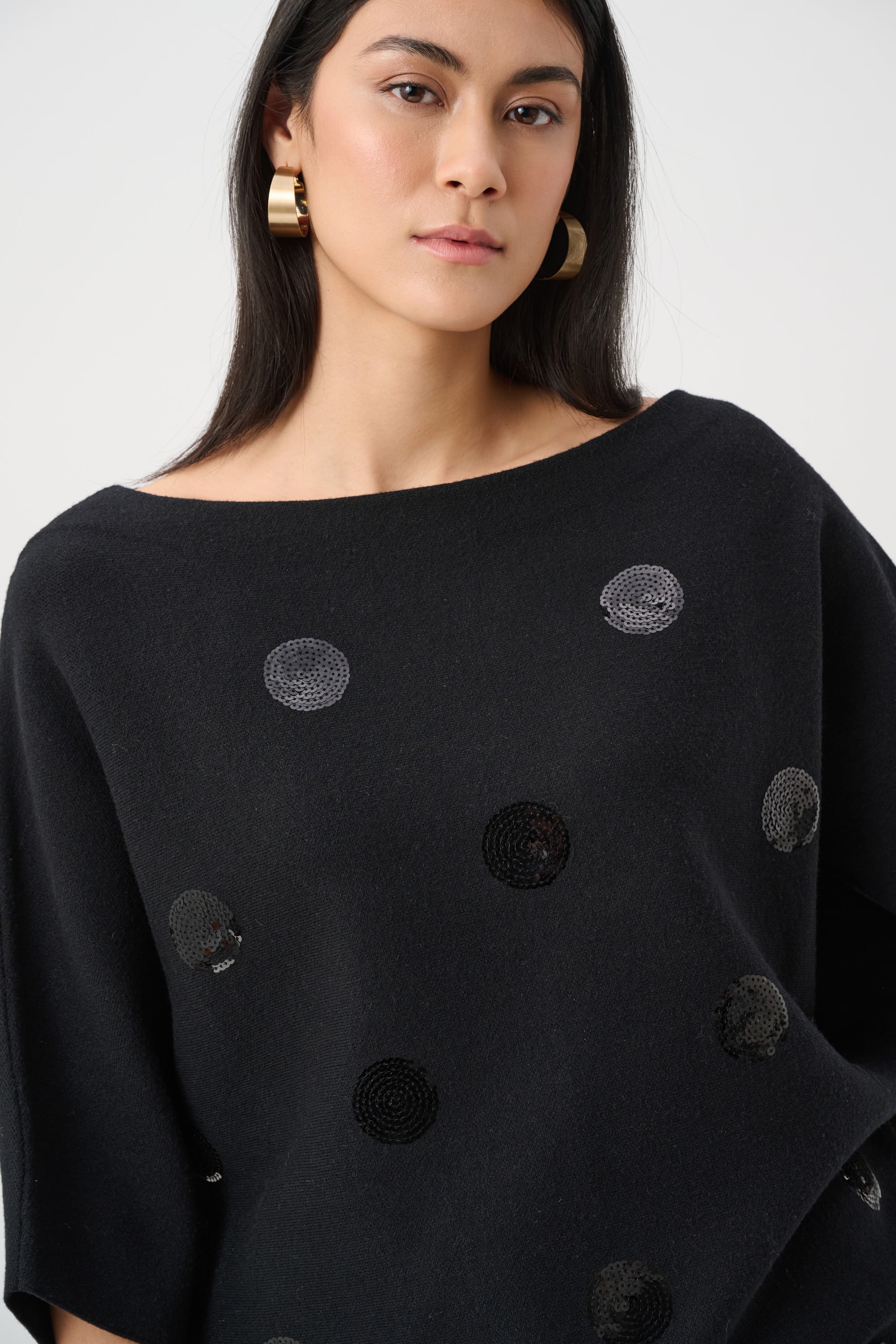 Brushed Viscose And Nylon Boxy Embroidered Sweater