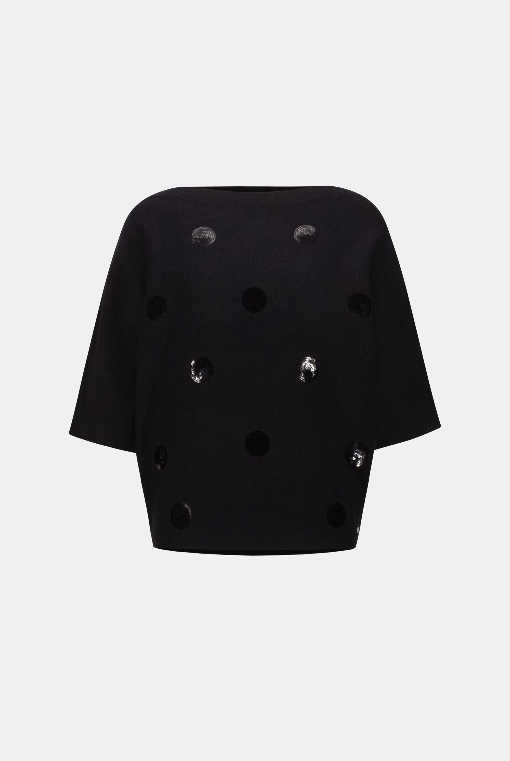 Brushed Viscose And Nylon Boxy Embroidered Sweater
