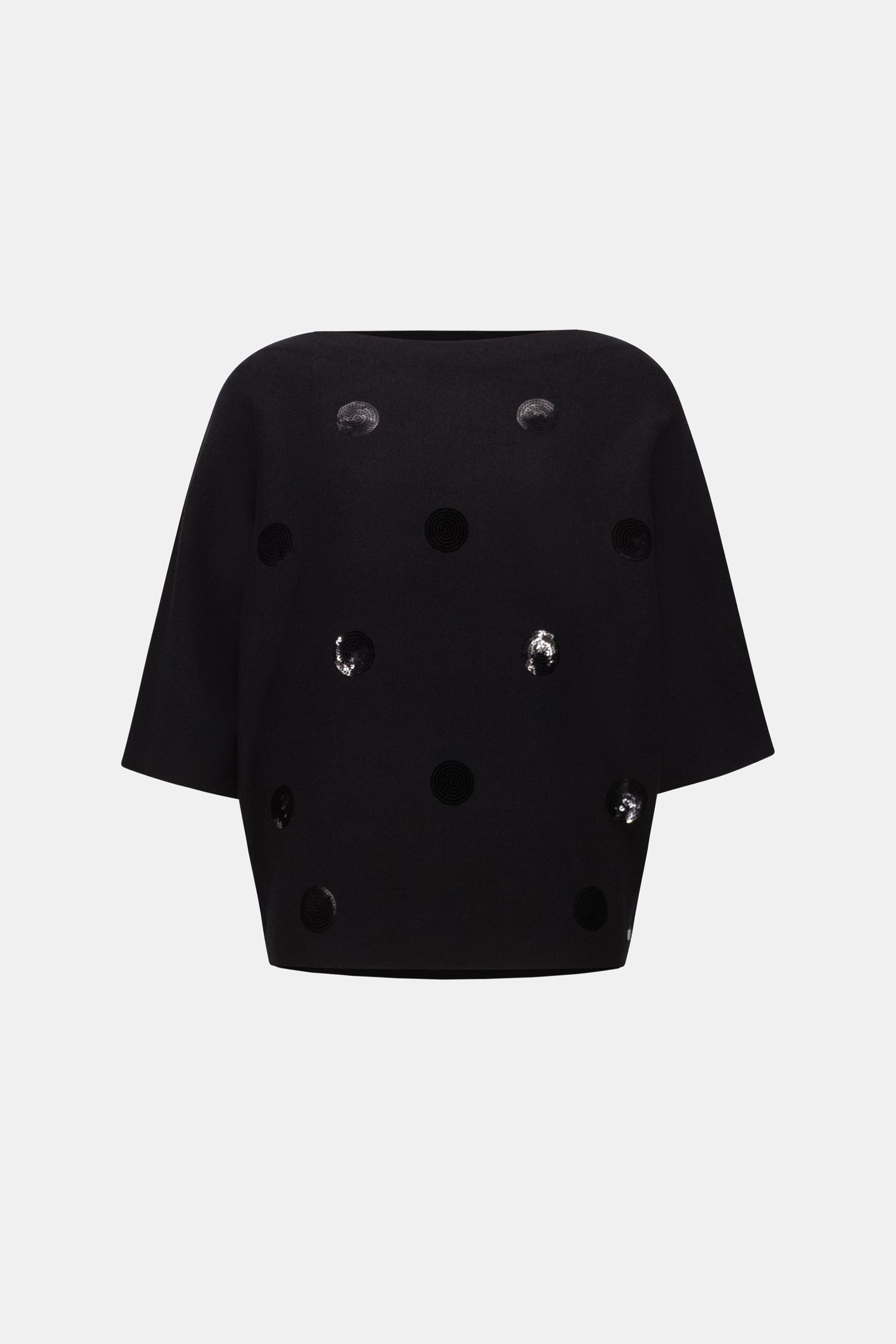 Brushed Viscose And Nylon Boxy Embroidered Sweater