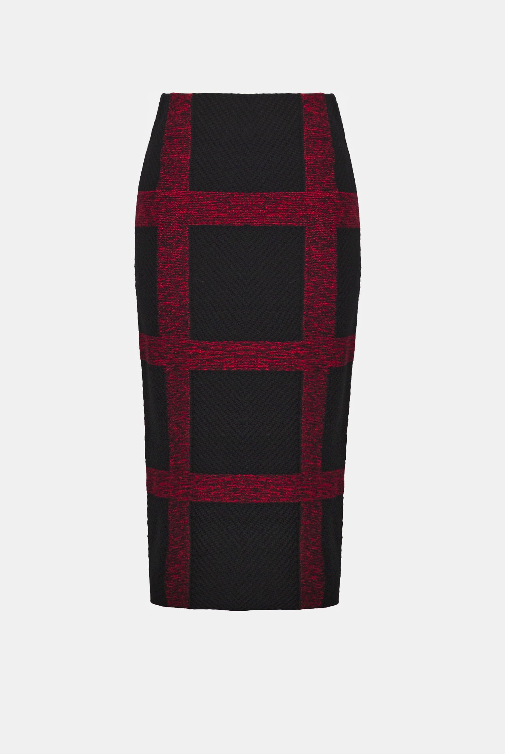 Brushed Viscose And Nylon Knit Plaid Pencil Skirt