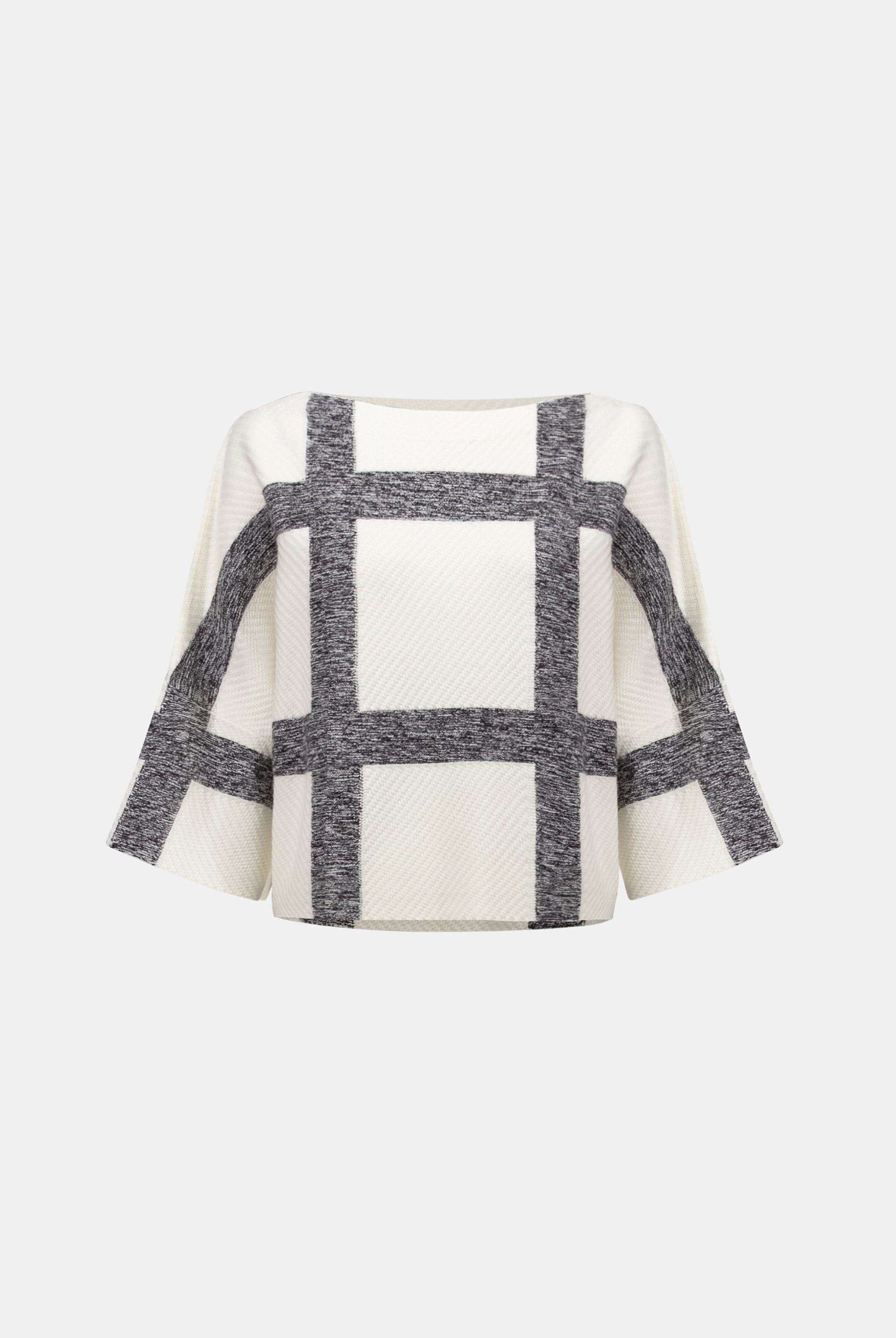 Brushed Viscose And Nylon Plaid Boat-Neck Sweater