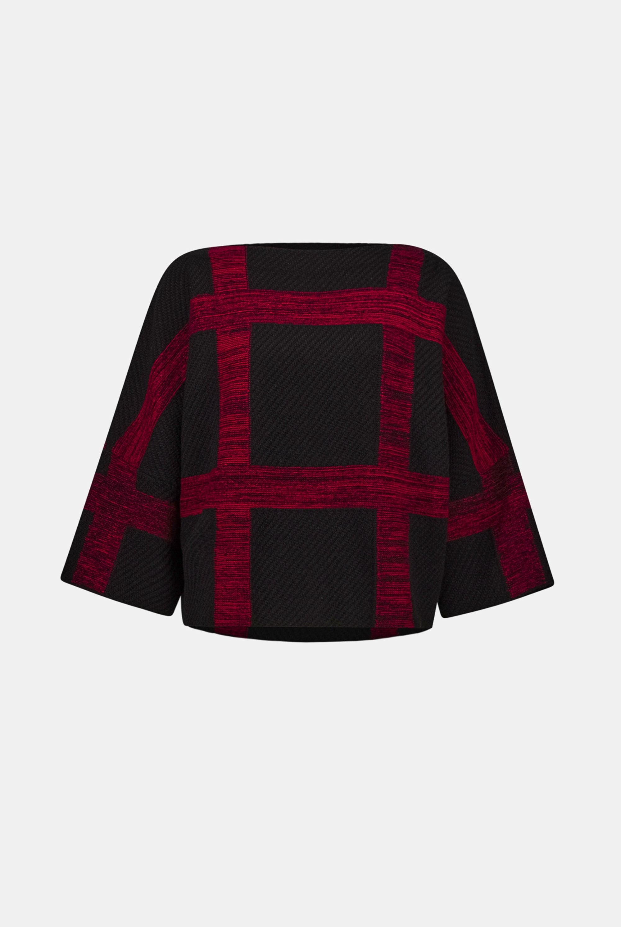 Brushed Viscose And Nylon Plaid Boat-Neck Sweater