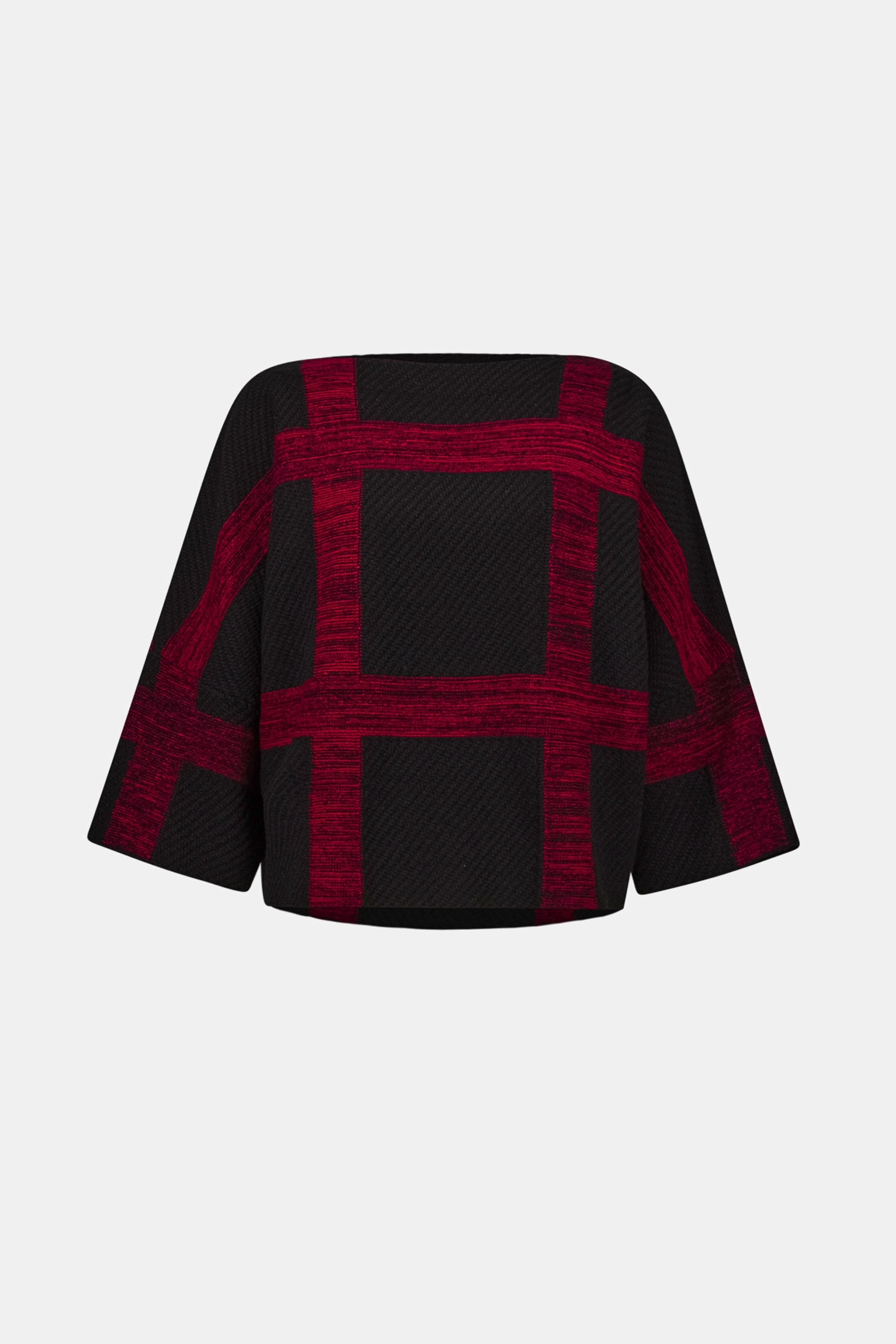 Brushed Viscose And Nylon Plaid Boat-Neck Sweater