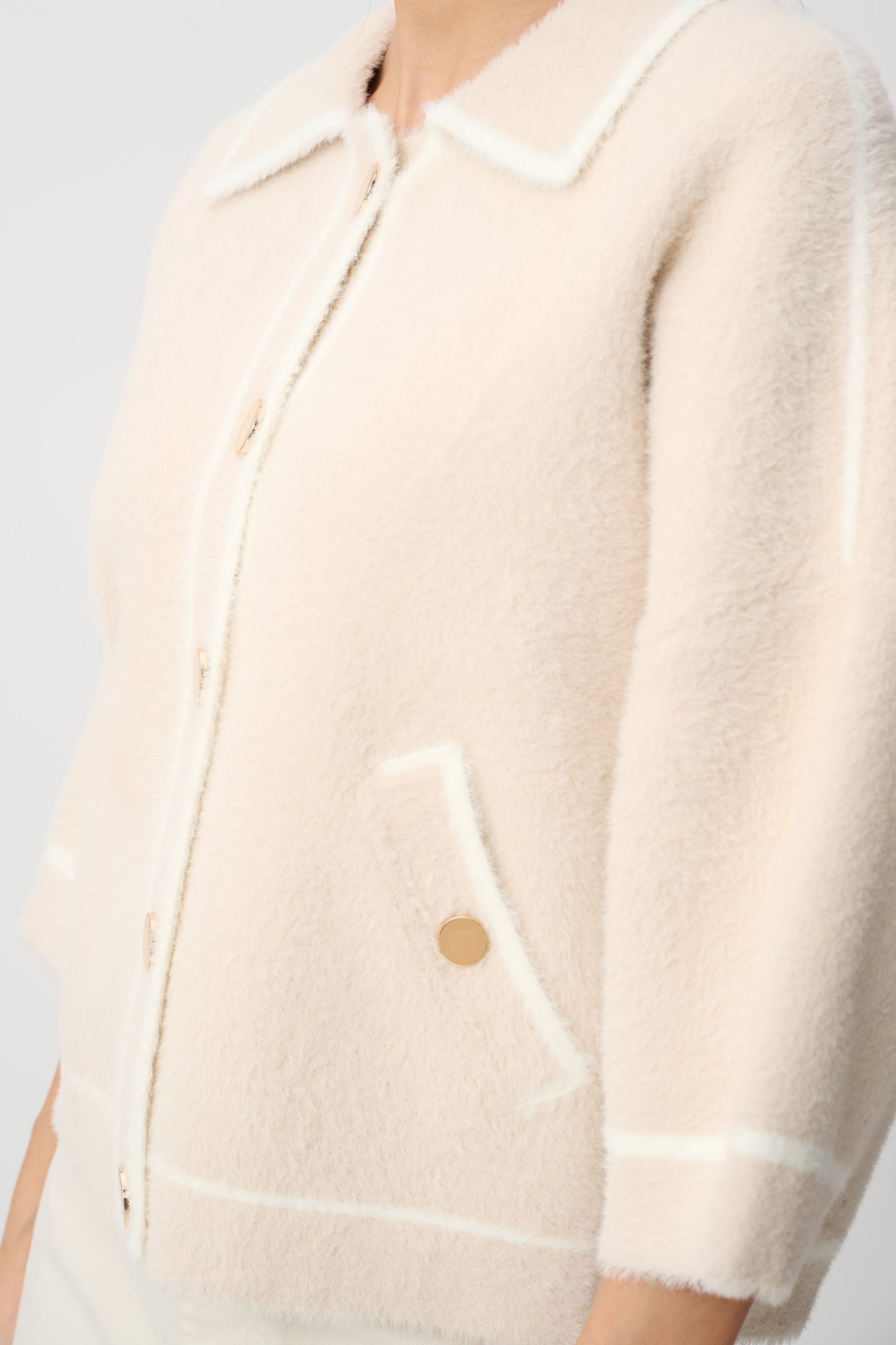 Feather Yarn Knit Boxy Jacket