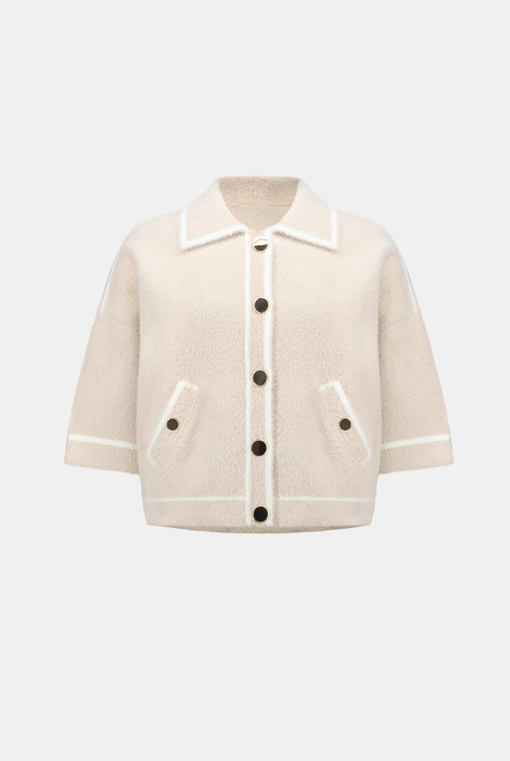 Feather Yarn Knit Boxy Jacket