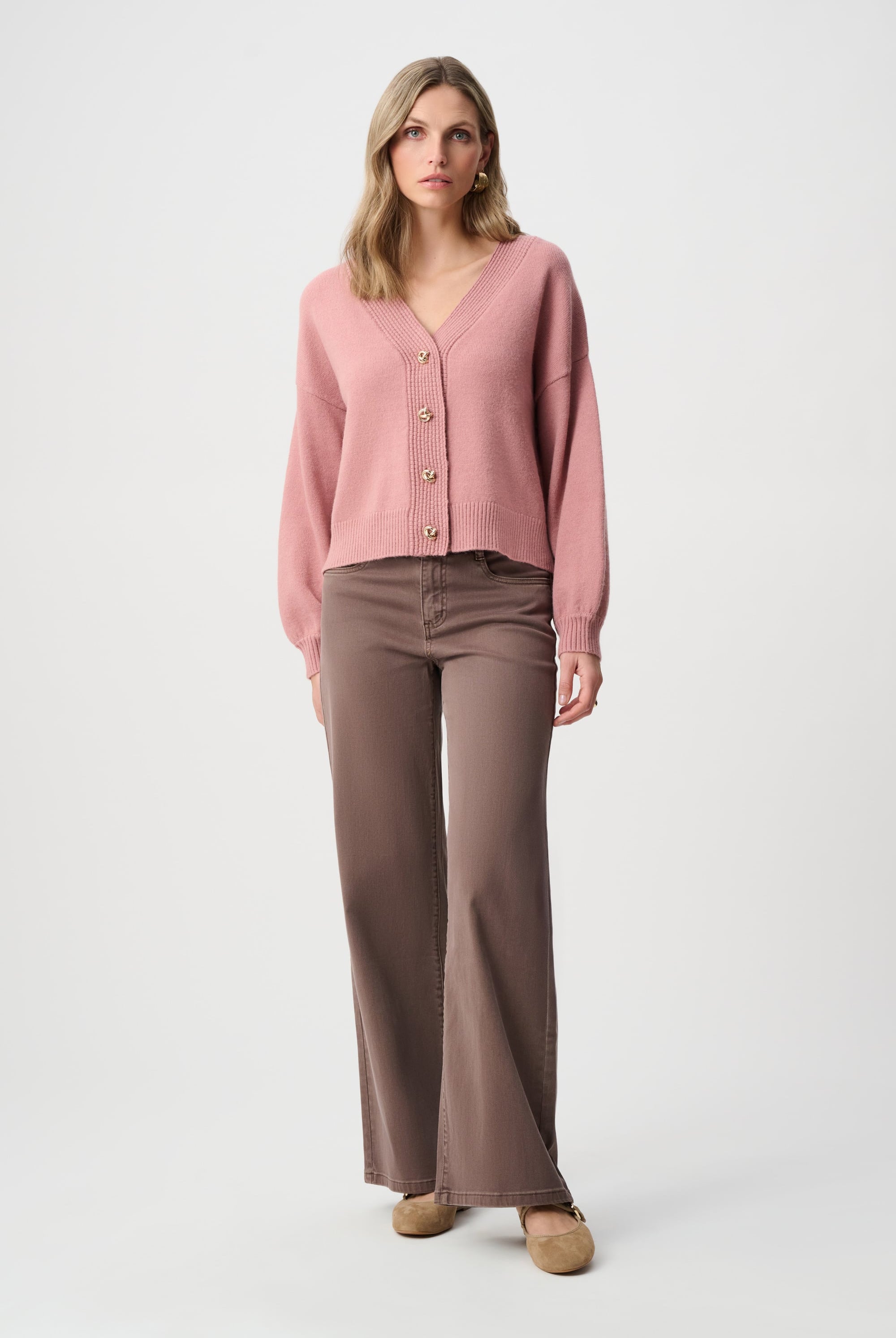 Brushed Knit V-Neck Boxy Cardigan