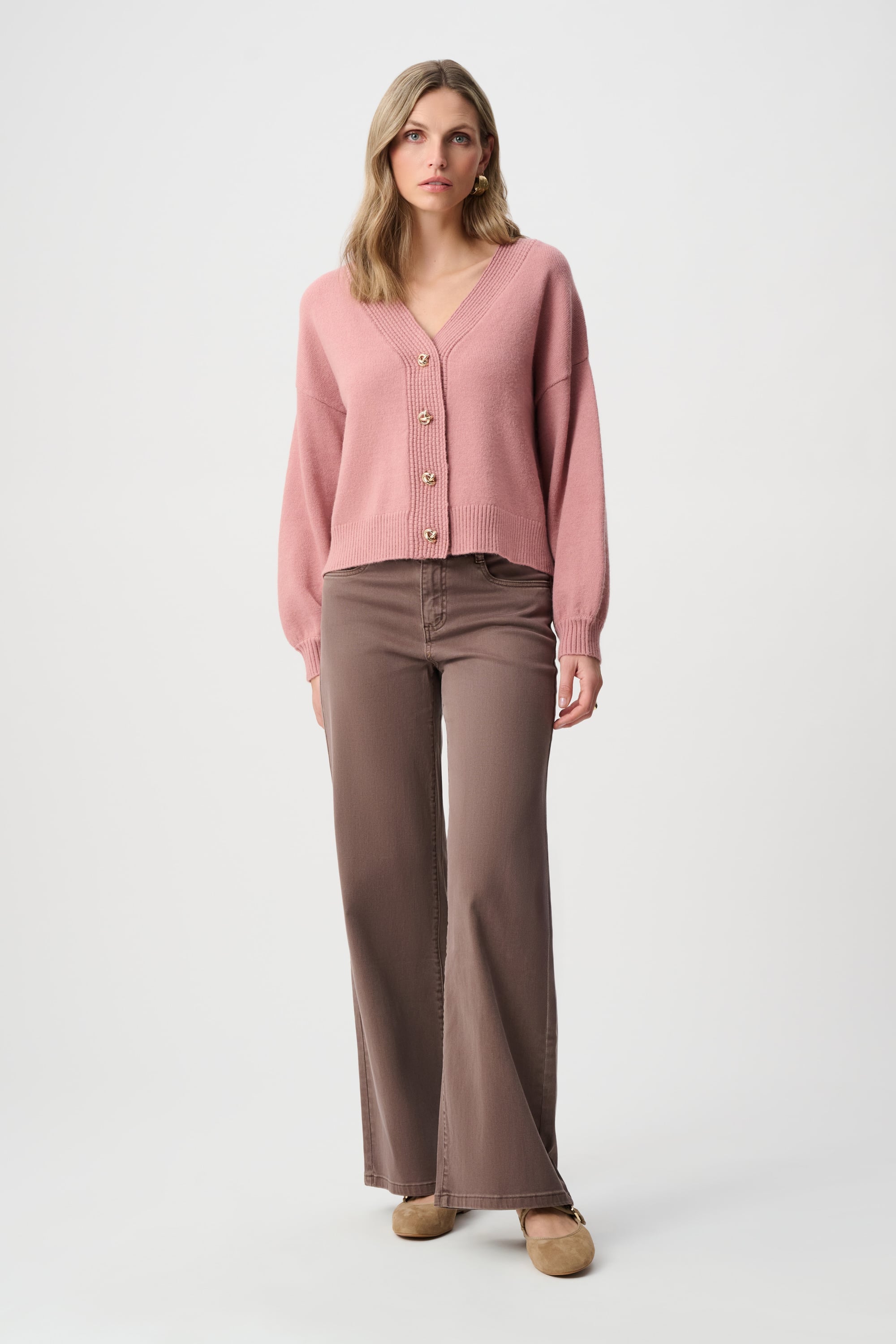 Brushed Knit V-Neck Boxy Cardigan