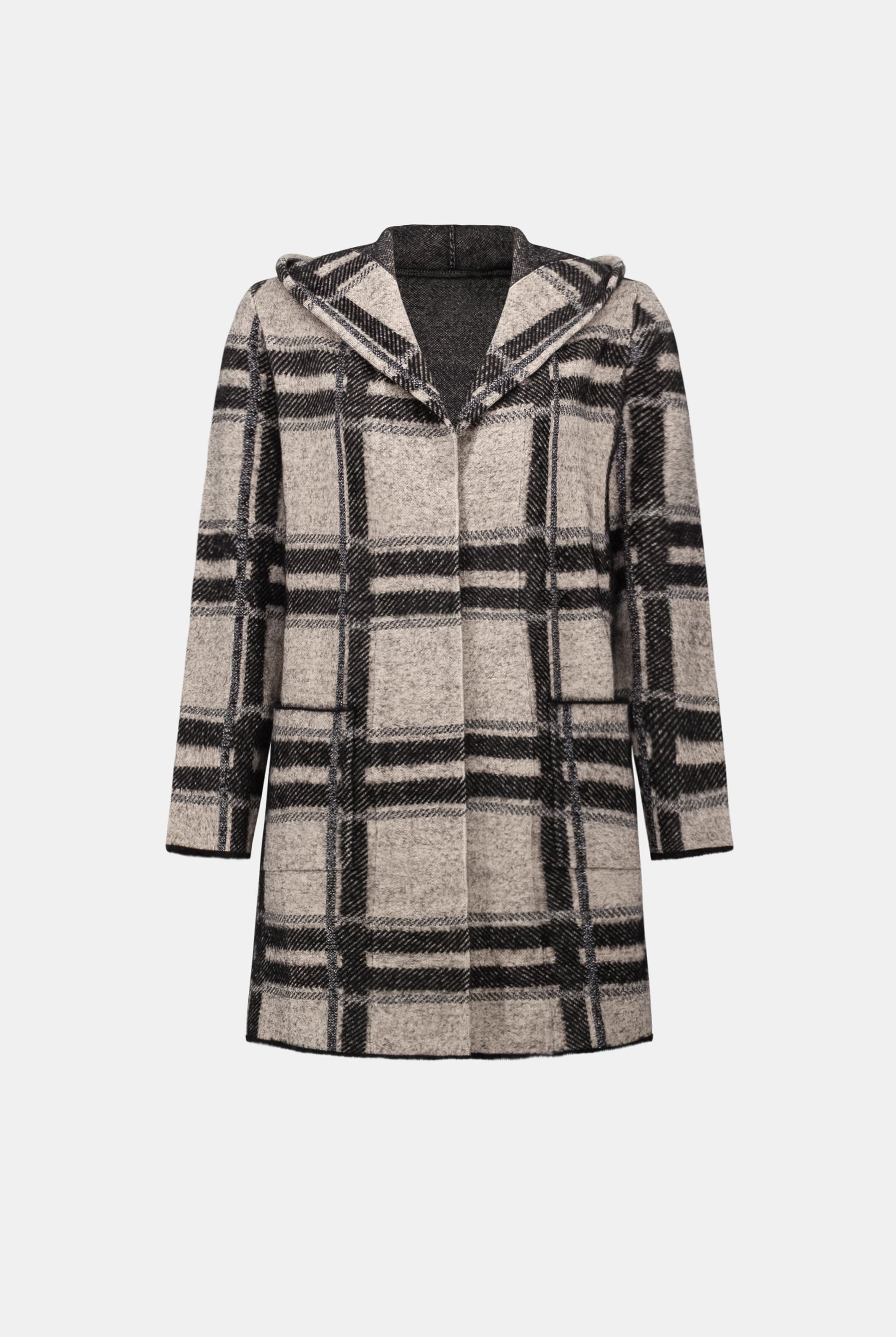 Brushed Jacquard Plaid Hooded Jacket