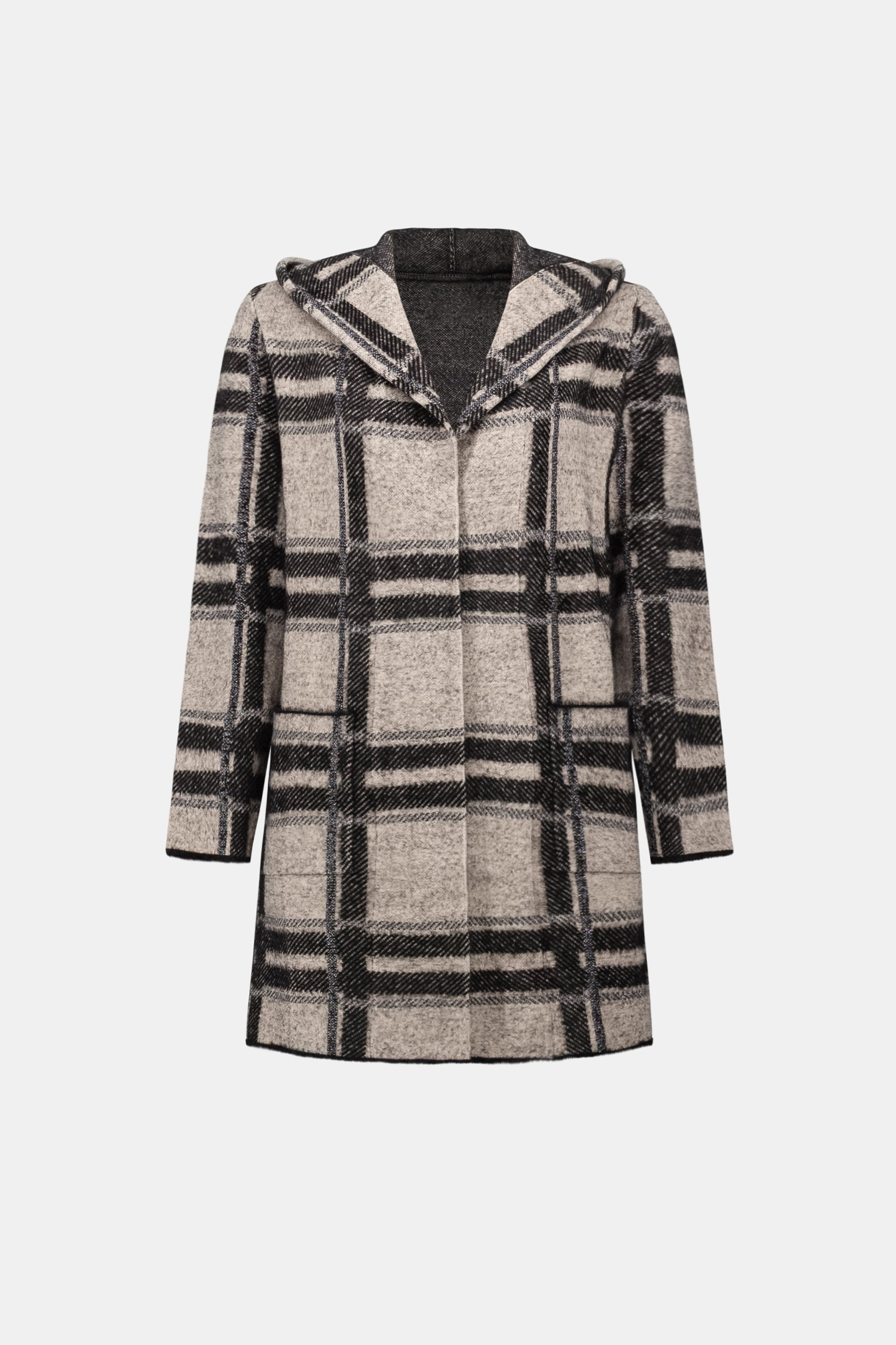 Brushed Jacquard Plaid Hooded Jacket