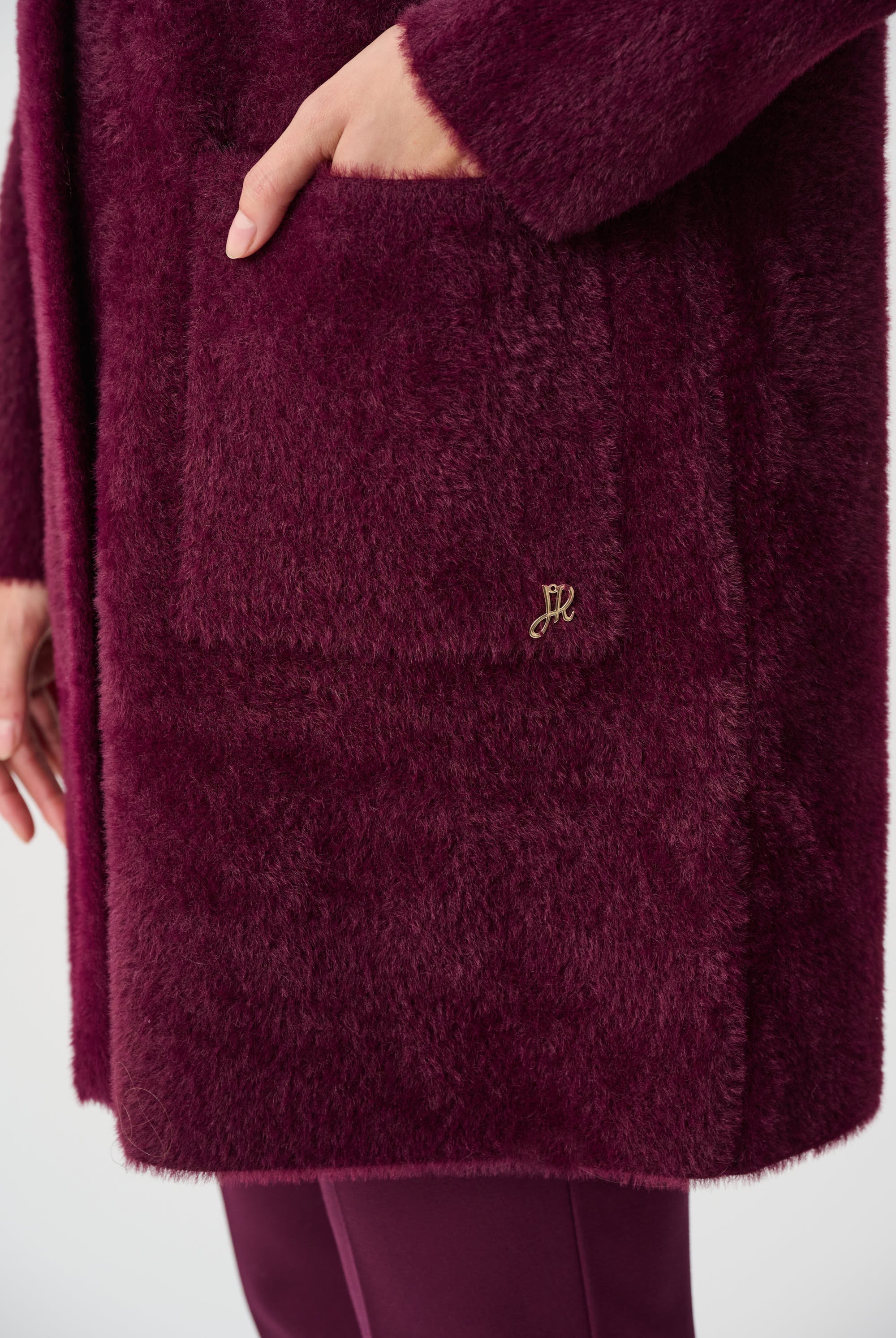Feather Yarn Mock-Neck Coat