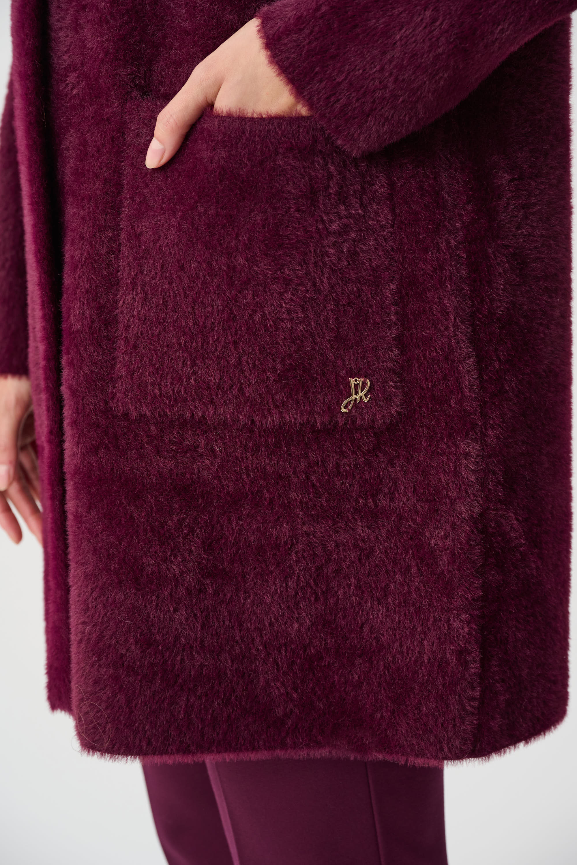 Feather Yarn Mock-Neck Coat