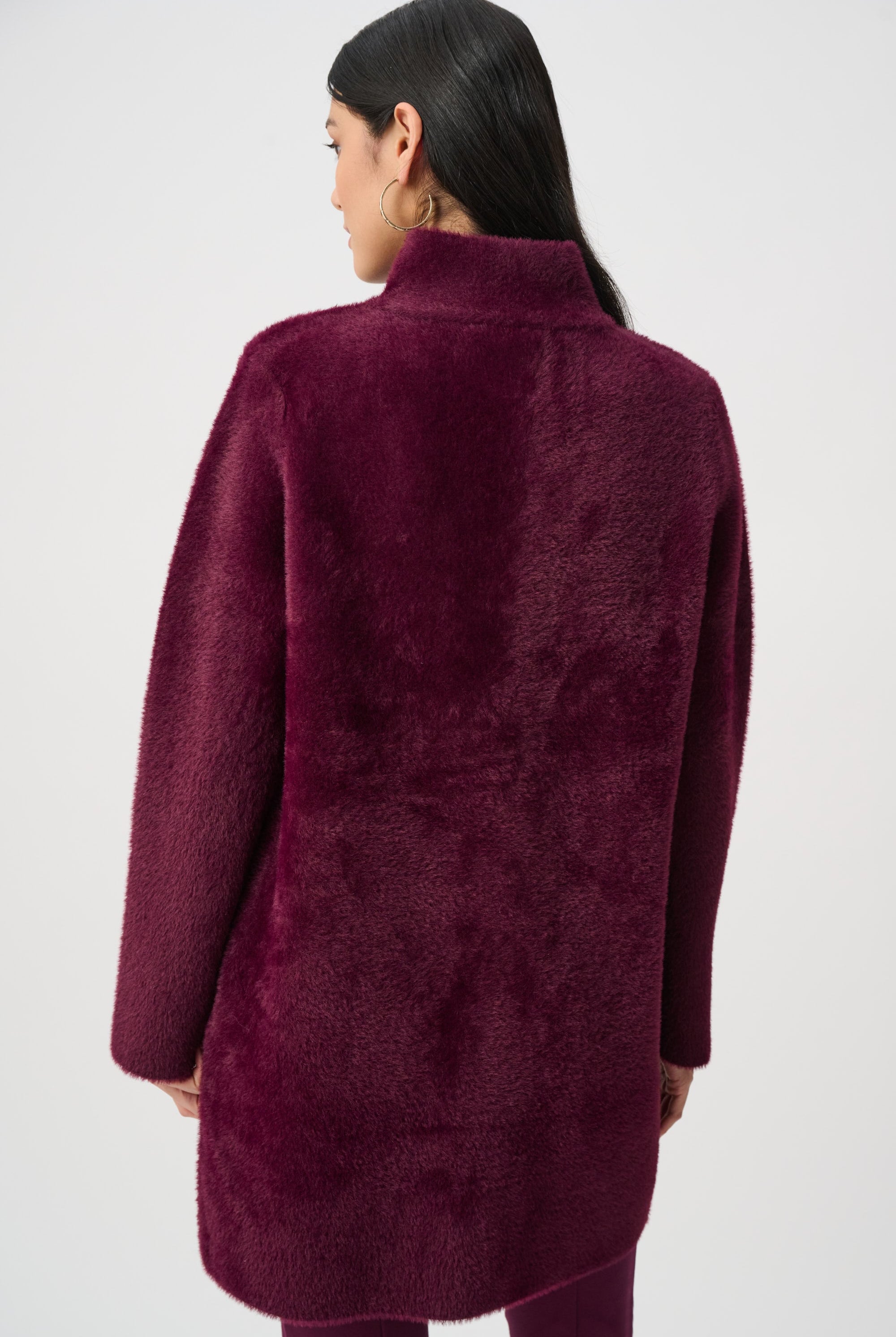 Feather Yarn Mock-Neck Coat