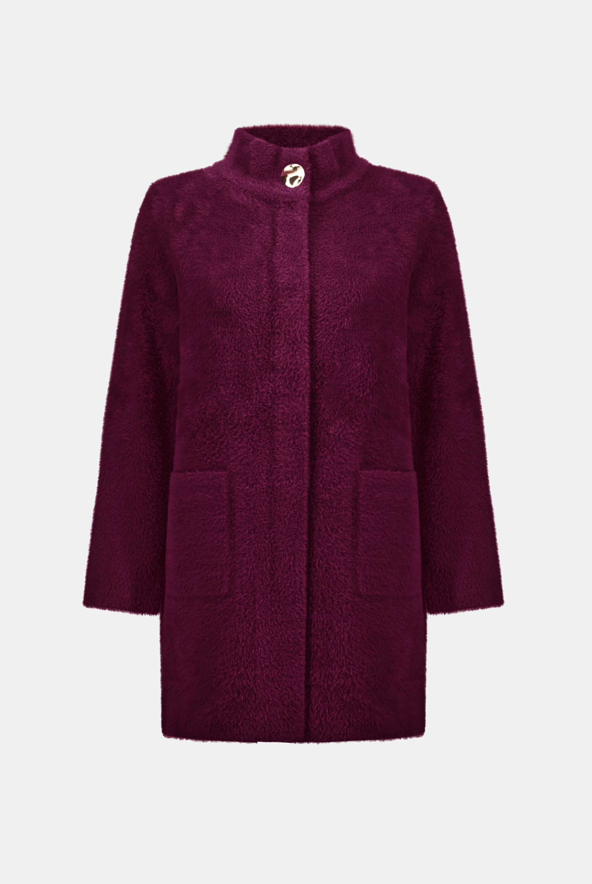 Feather Yarn Mock-Neck Coat