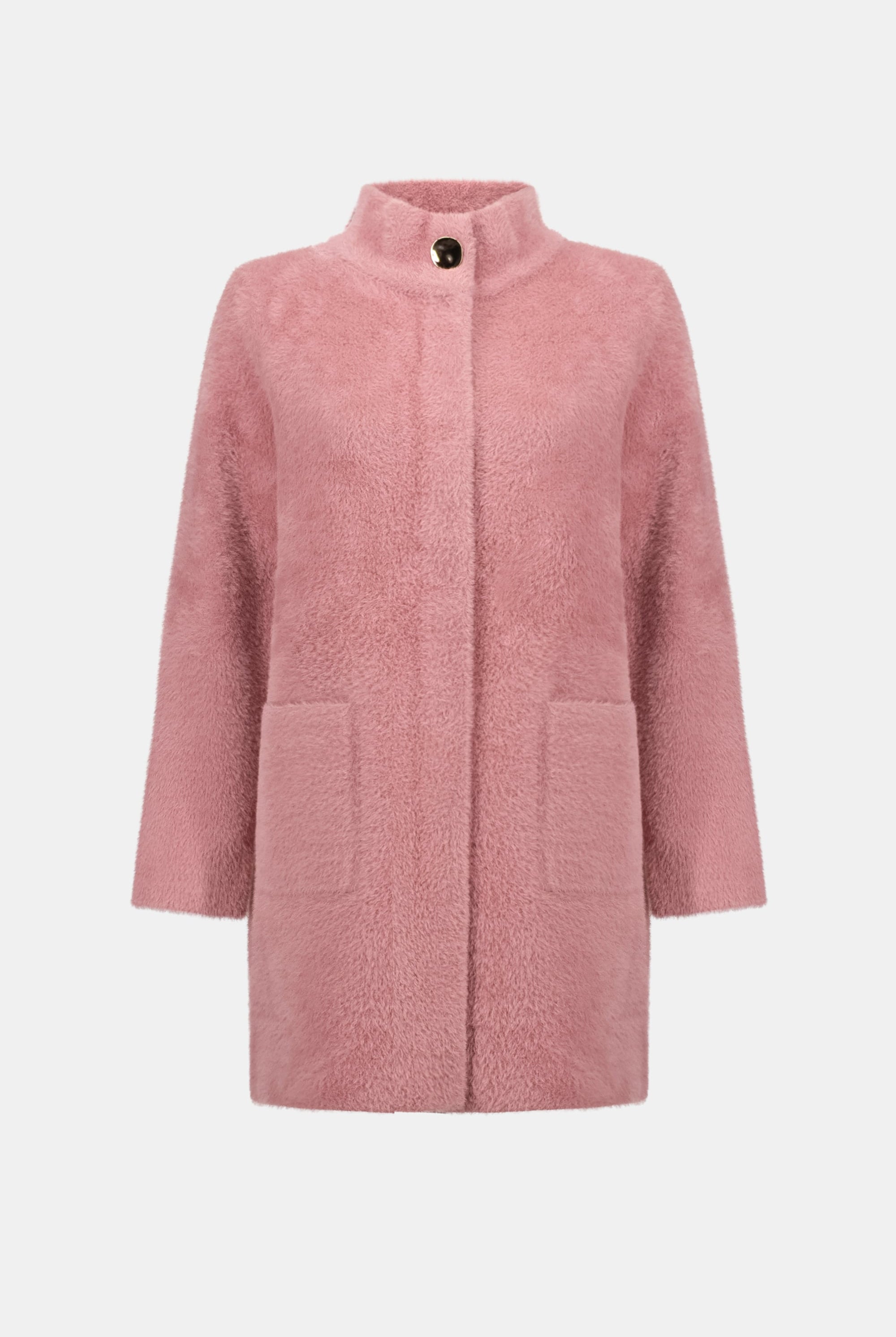 Feather Yarn Mock-Neck Coat