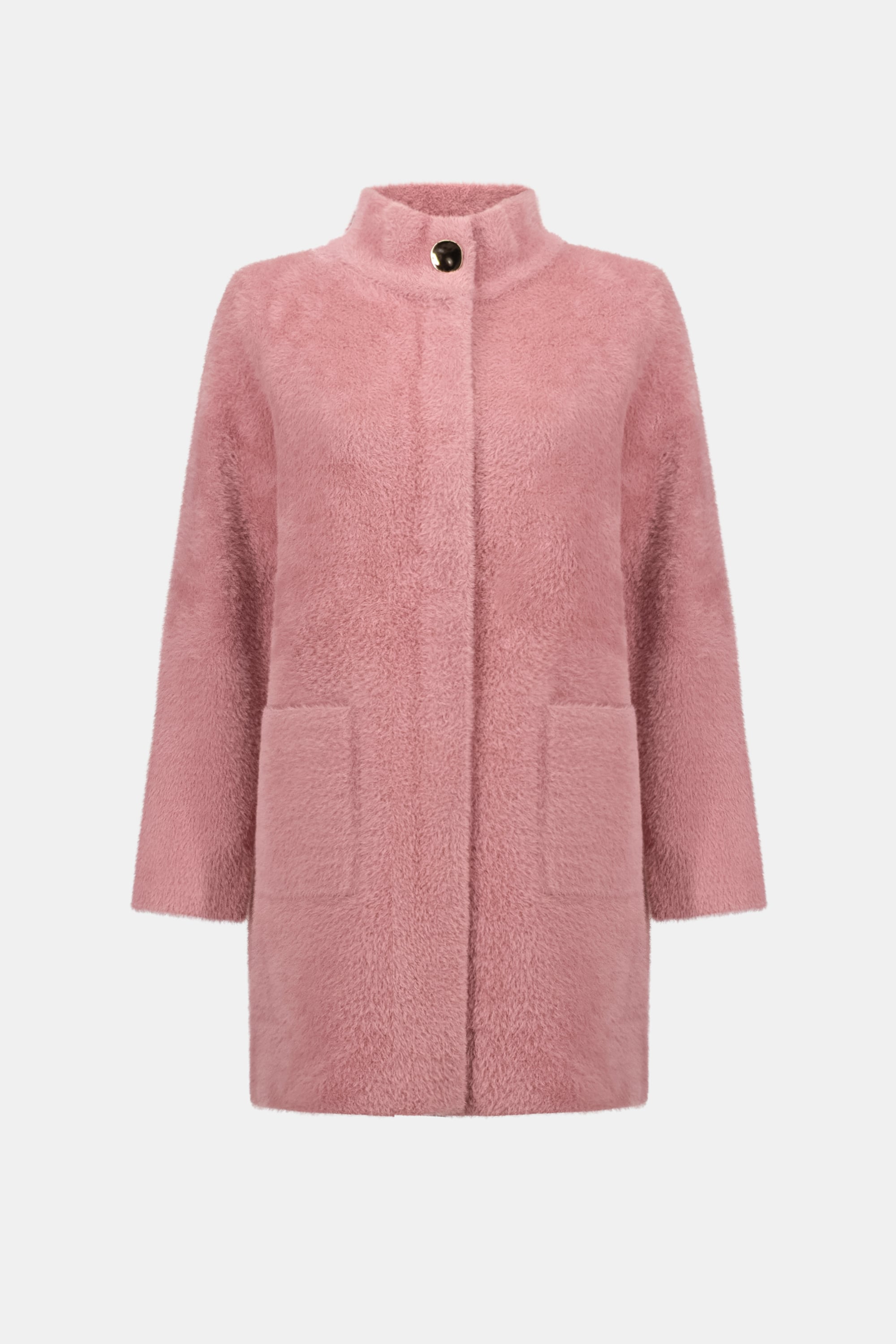 Feather Yarn Mock-Neck Coat