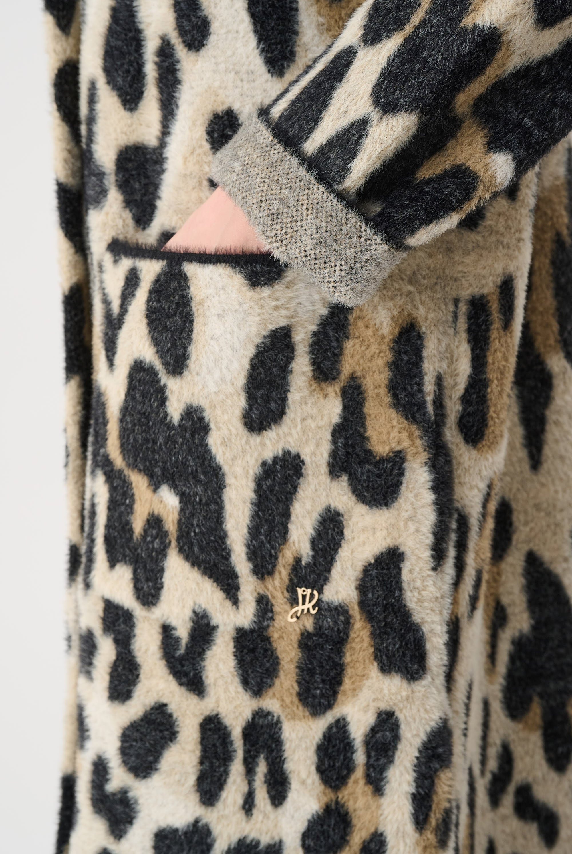 Feather Yarn Leopard Print Coat
