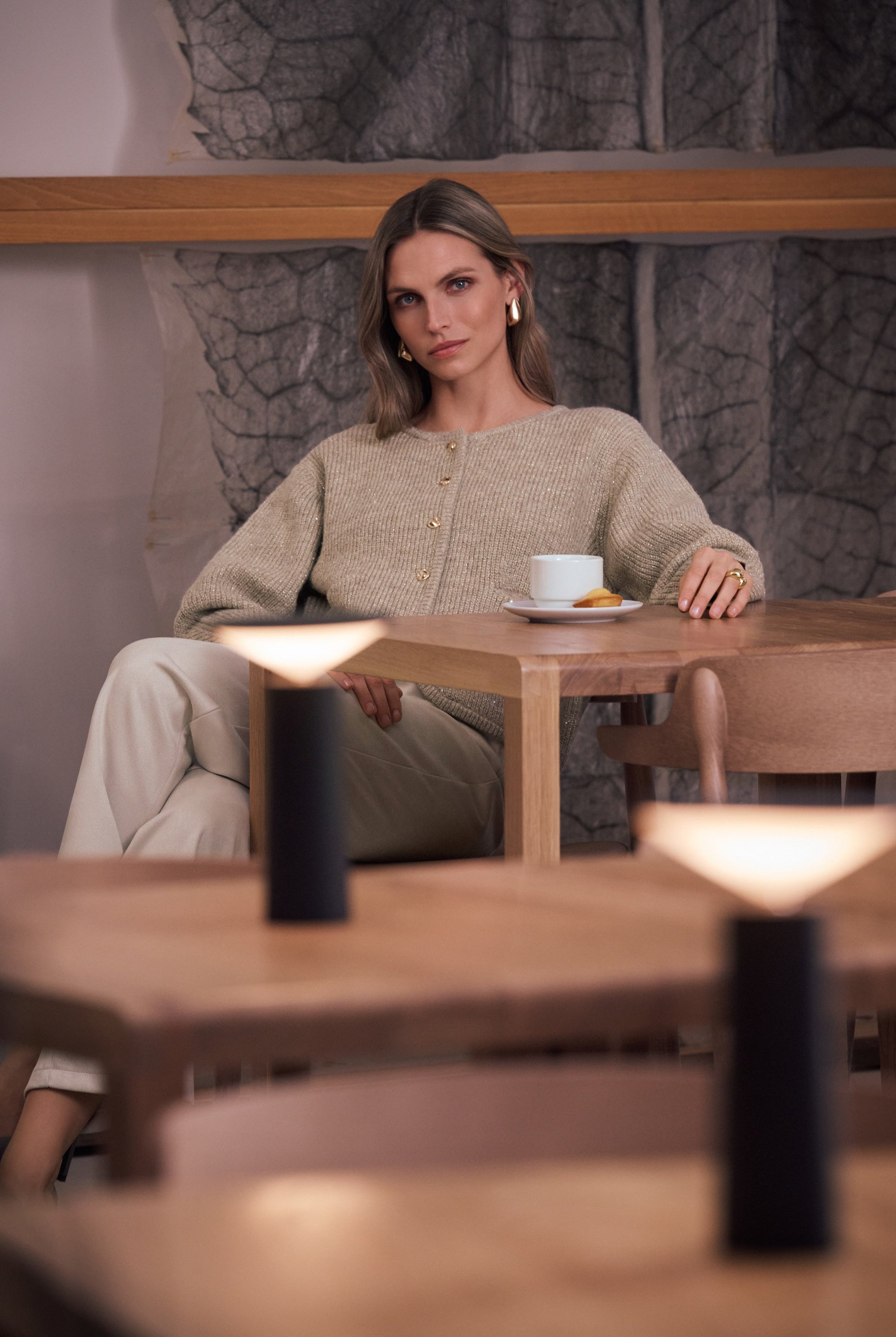 Sweater Knit Sequined Boxy Crewneck Cardigan