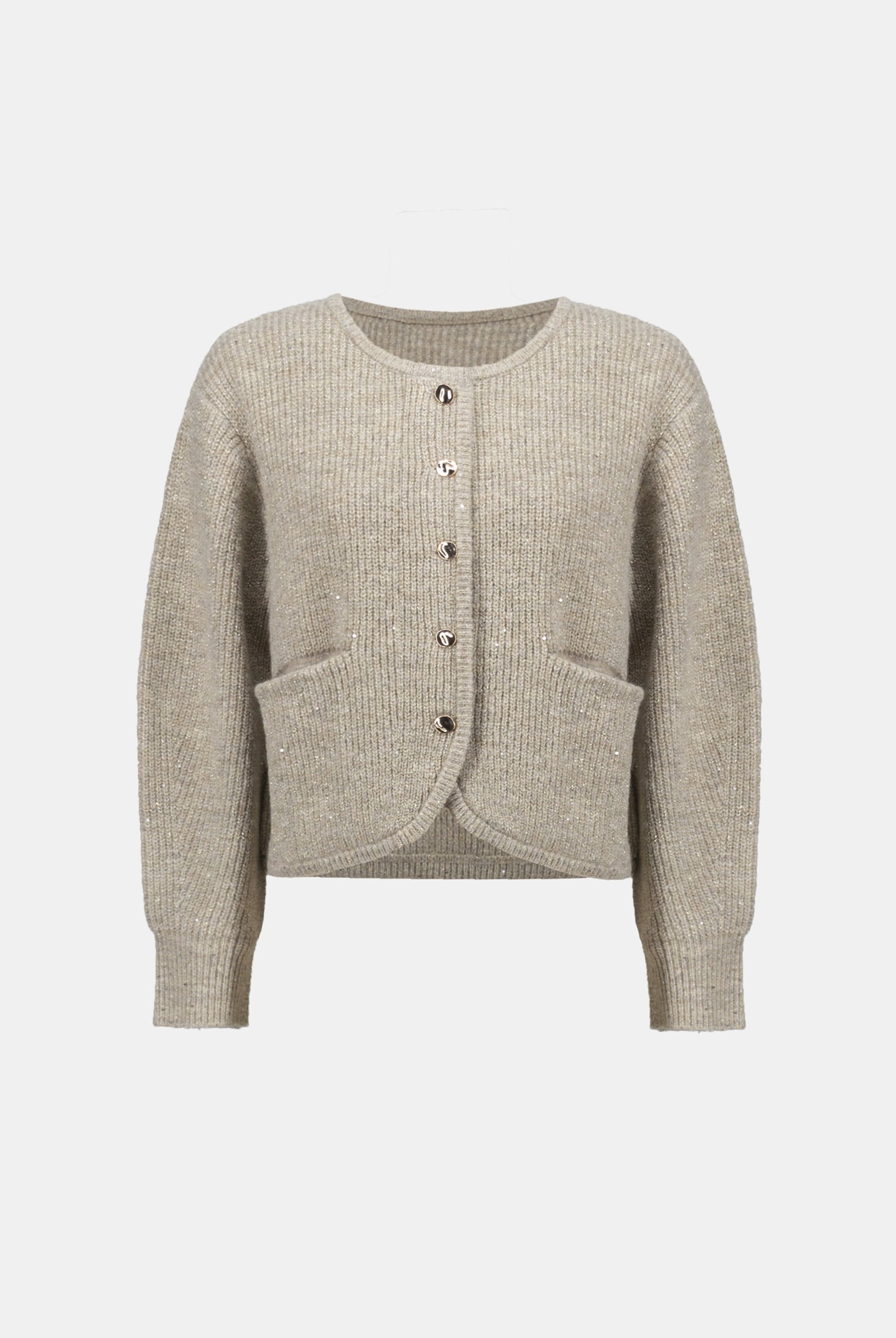 Sweater Knit Sequined Boxy Crewneck Cardigan