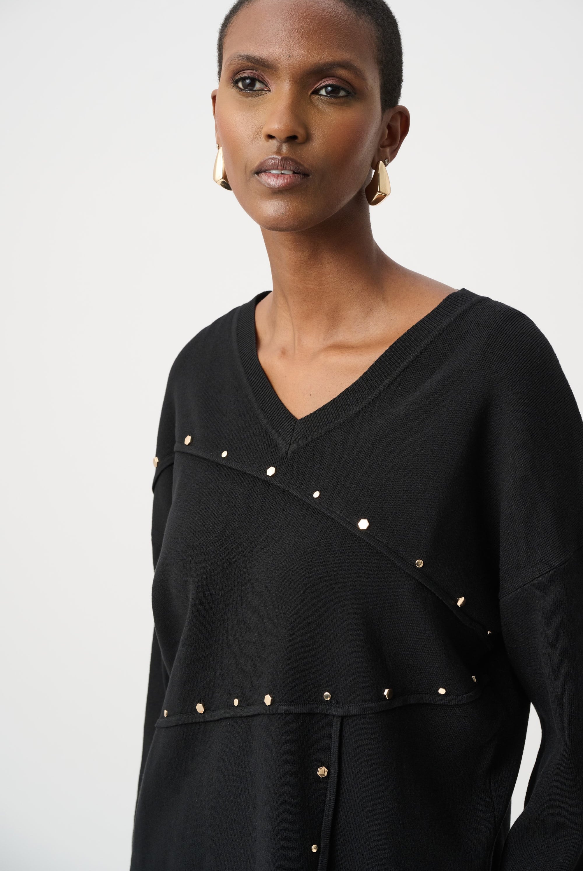 Asymmetric Sweater With Metal Stud Detail