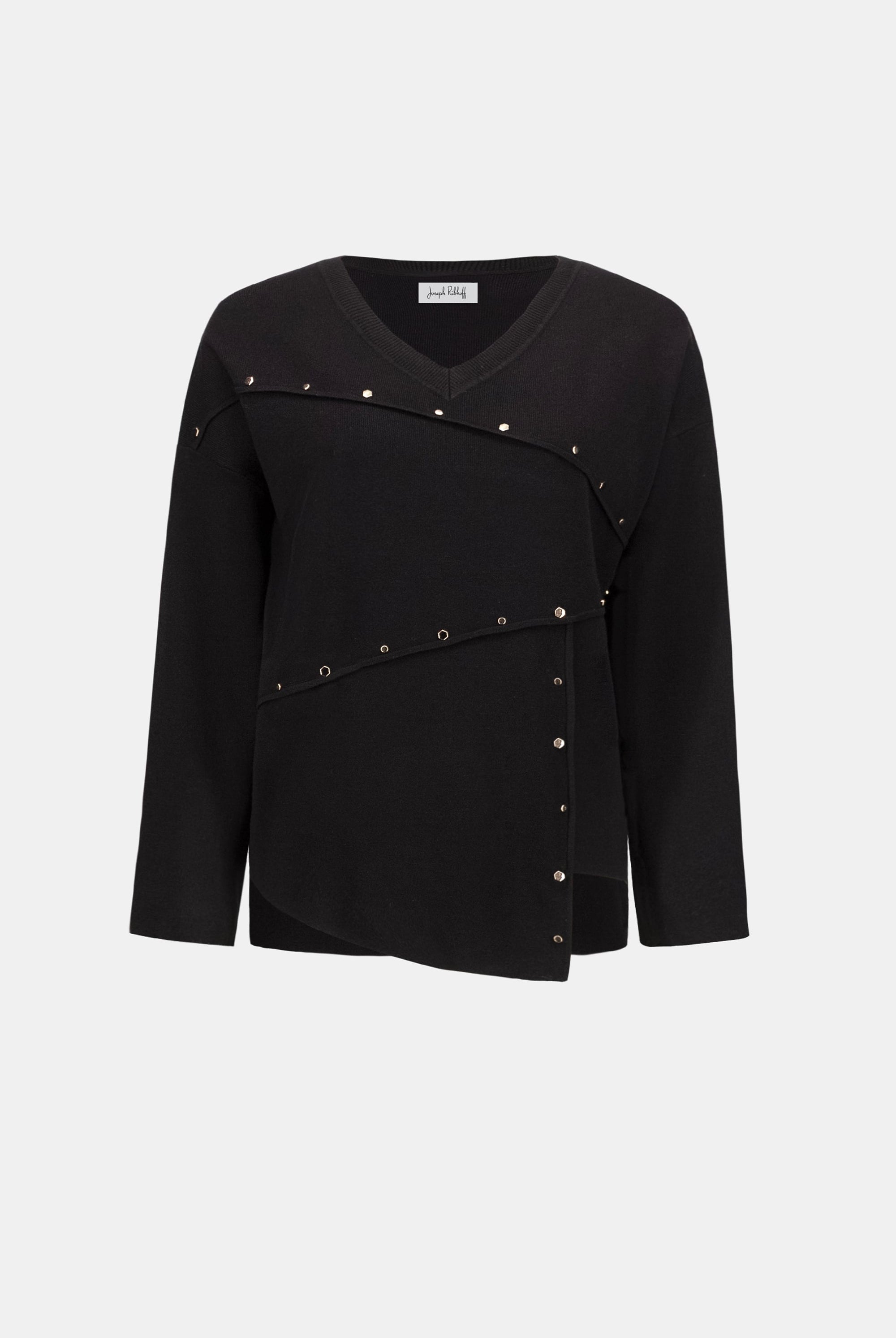 Asymmetric Sweater With Metal Stud Detail