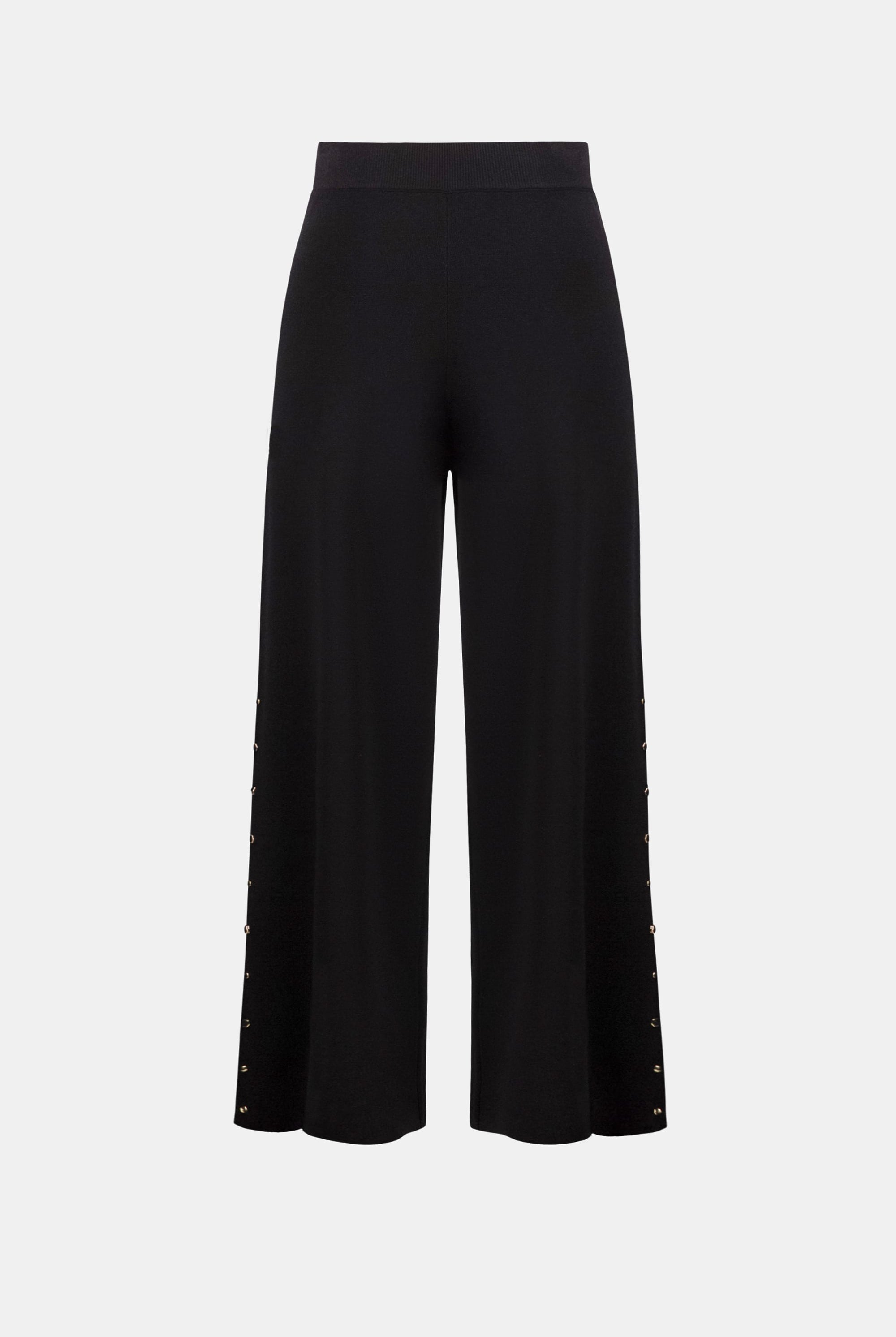 Wide Leg Pull-On Sweater Pants With Metal Stud Detail