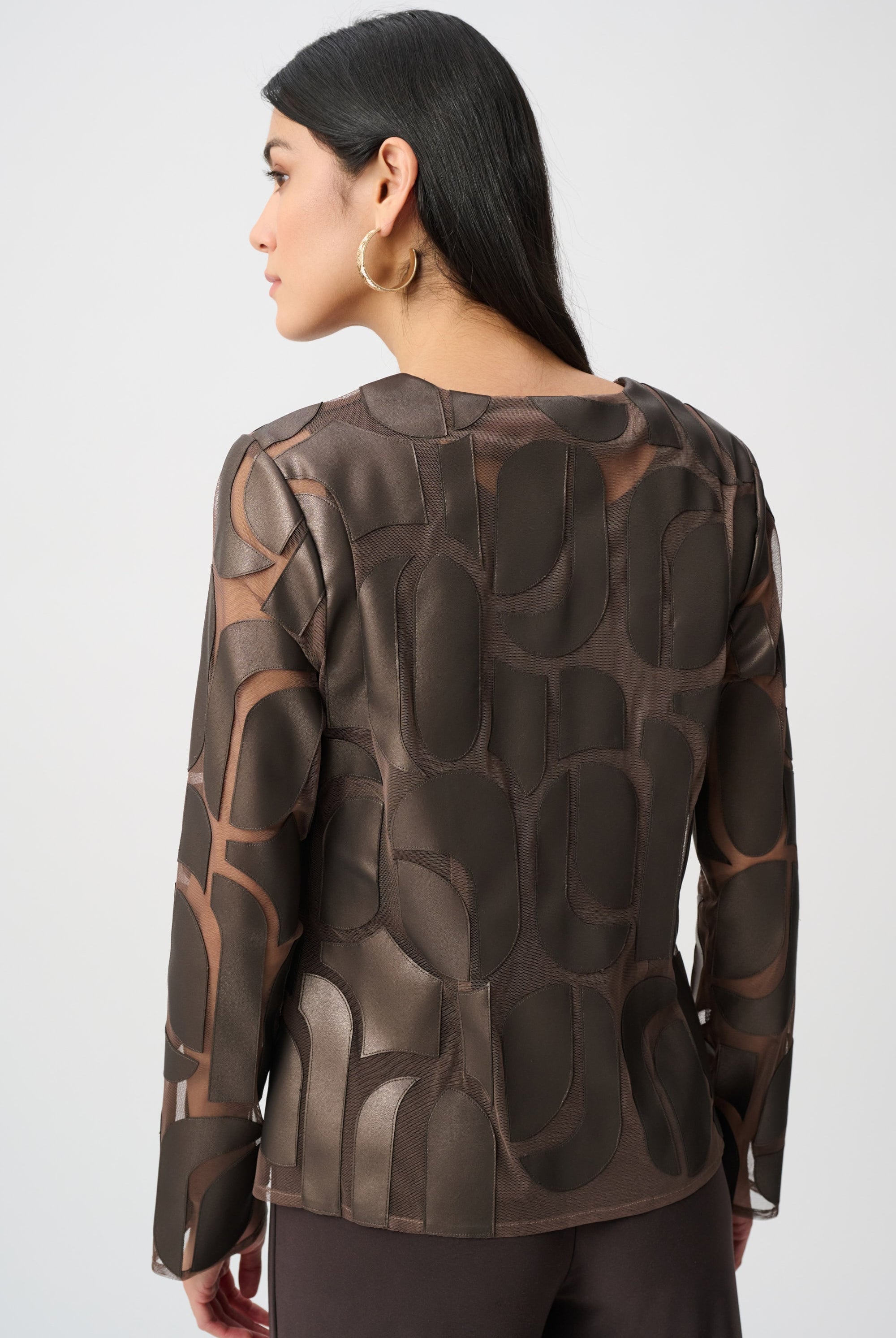 Leatherette And Mesh Embroidered Jacket