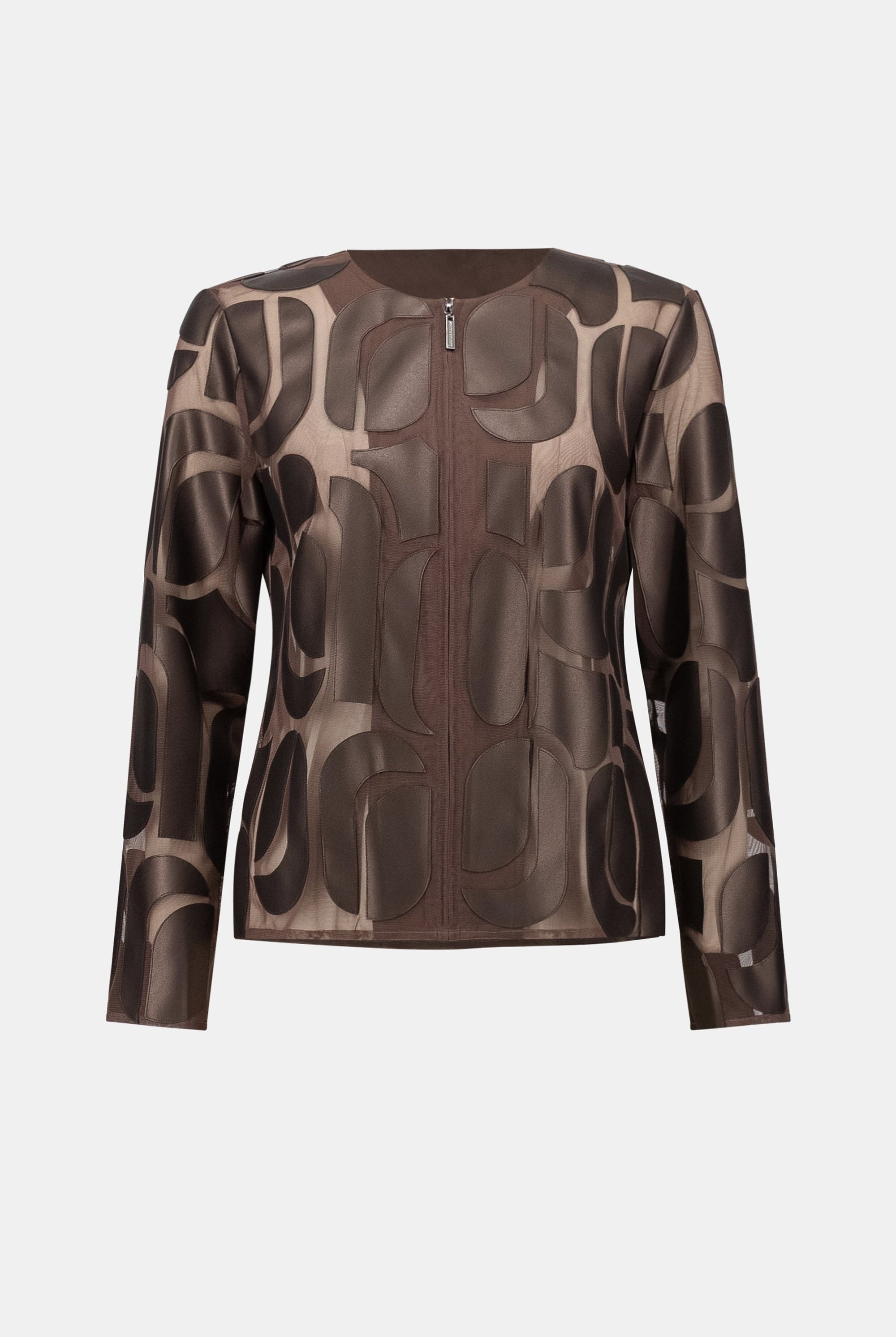 Leatherette And Mesh Embroidered Jacket