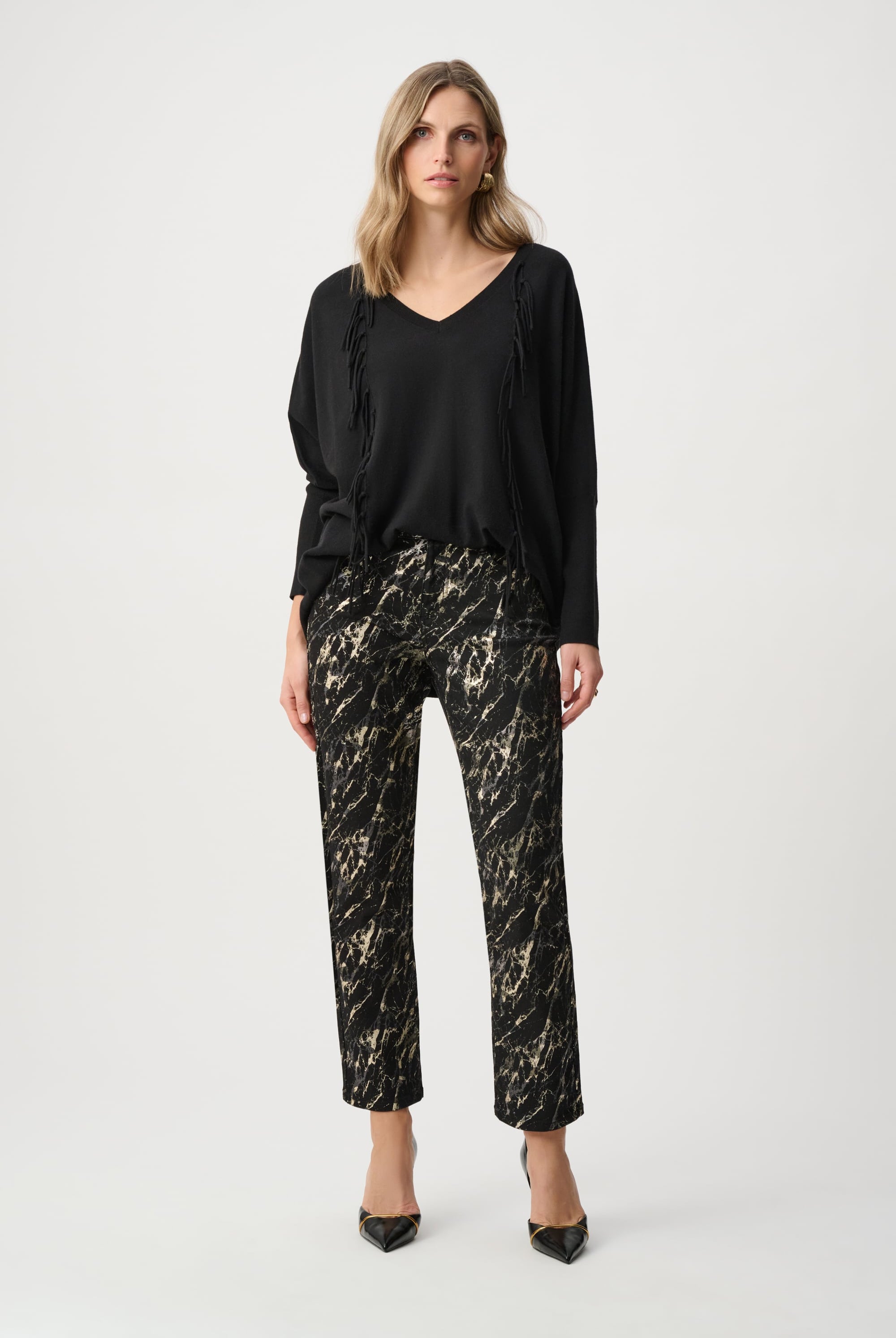 Stretch Denim Abstract Print Straight Leg Classic Jeans