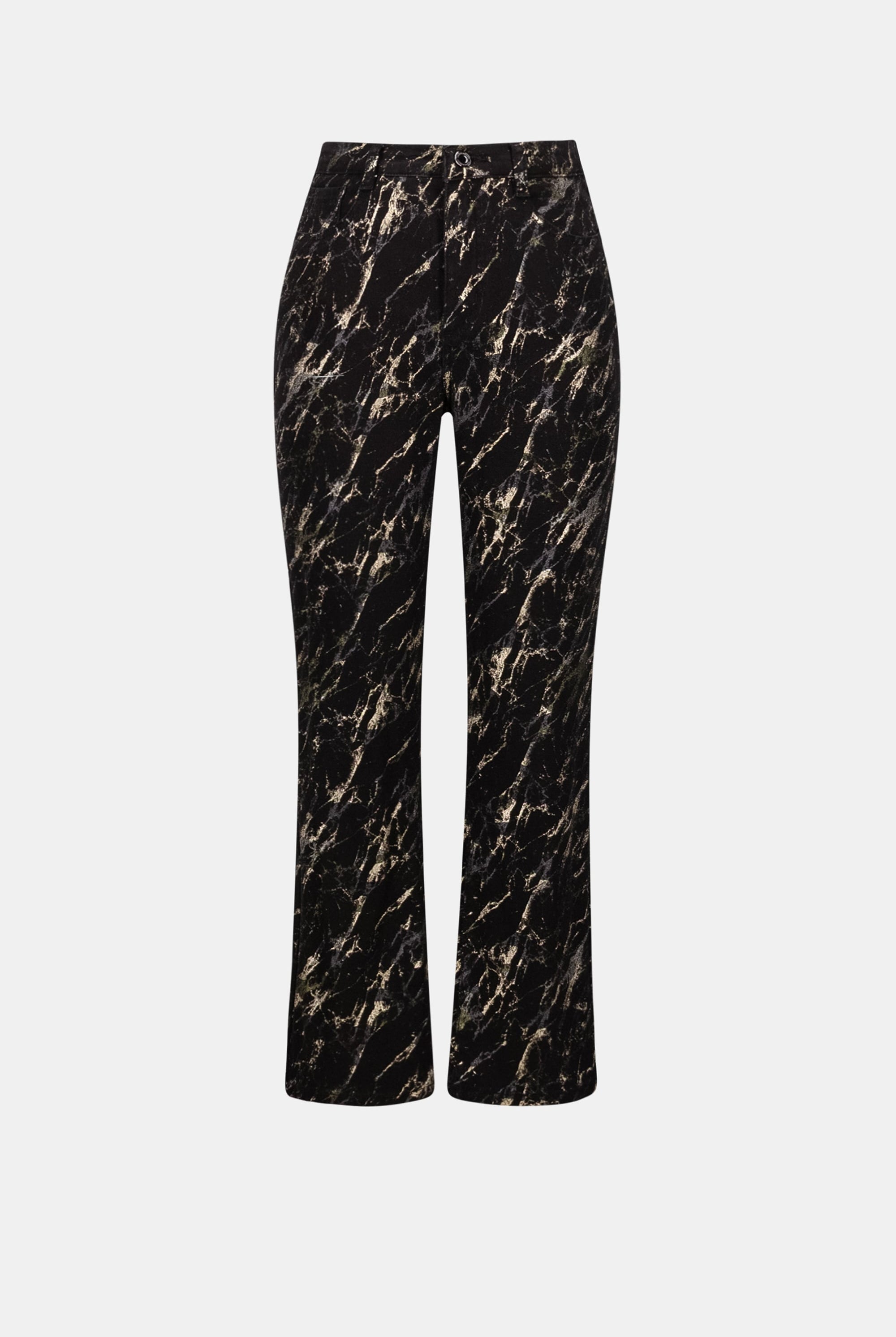 Stretch Denim Abstract Print Straight Leg Classic Jeans