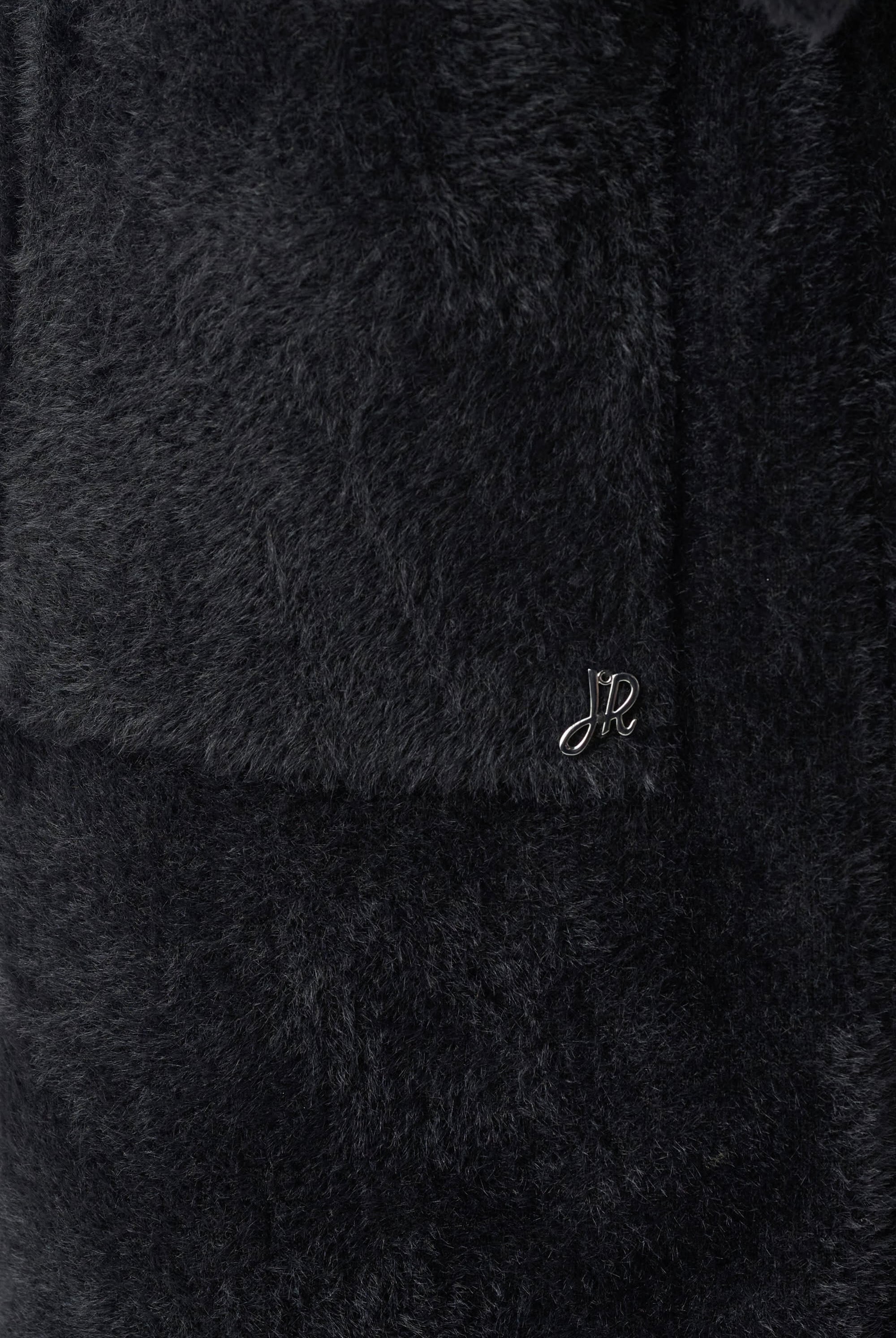 Feather Yarn Knit Coat With Detachable Faux Fur Collar