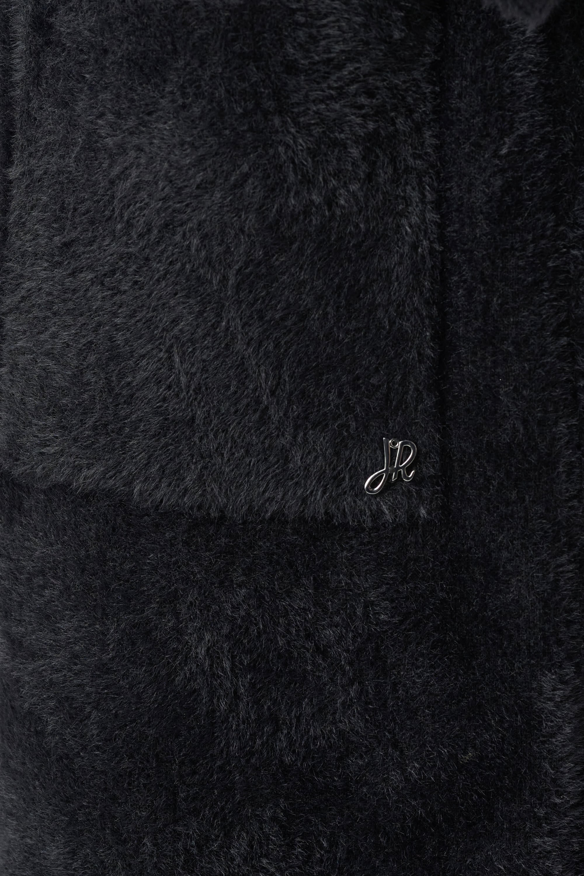 Feather Yarn Knit Coat With Detachable Faux Fur Collar