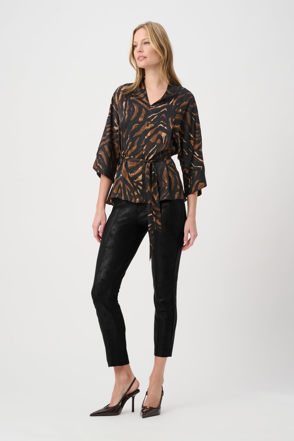Joseph Ribkoff Foiled Knit Slim-Fit Pants-264009, colour 11