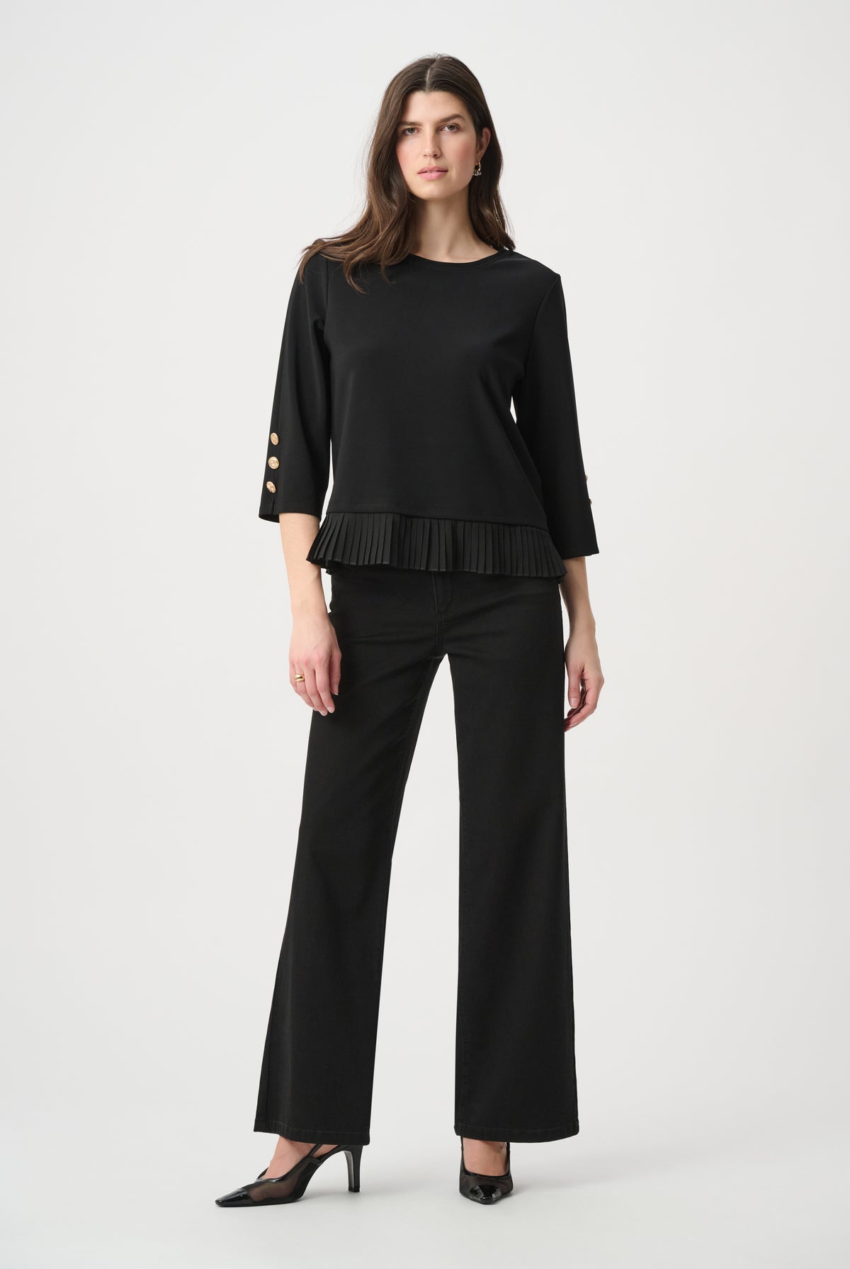 Joseph Ribkoff Pleated Trim Top-264015, view 3