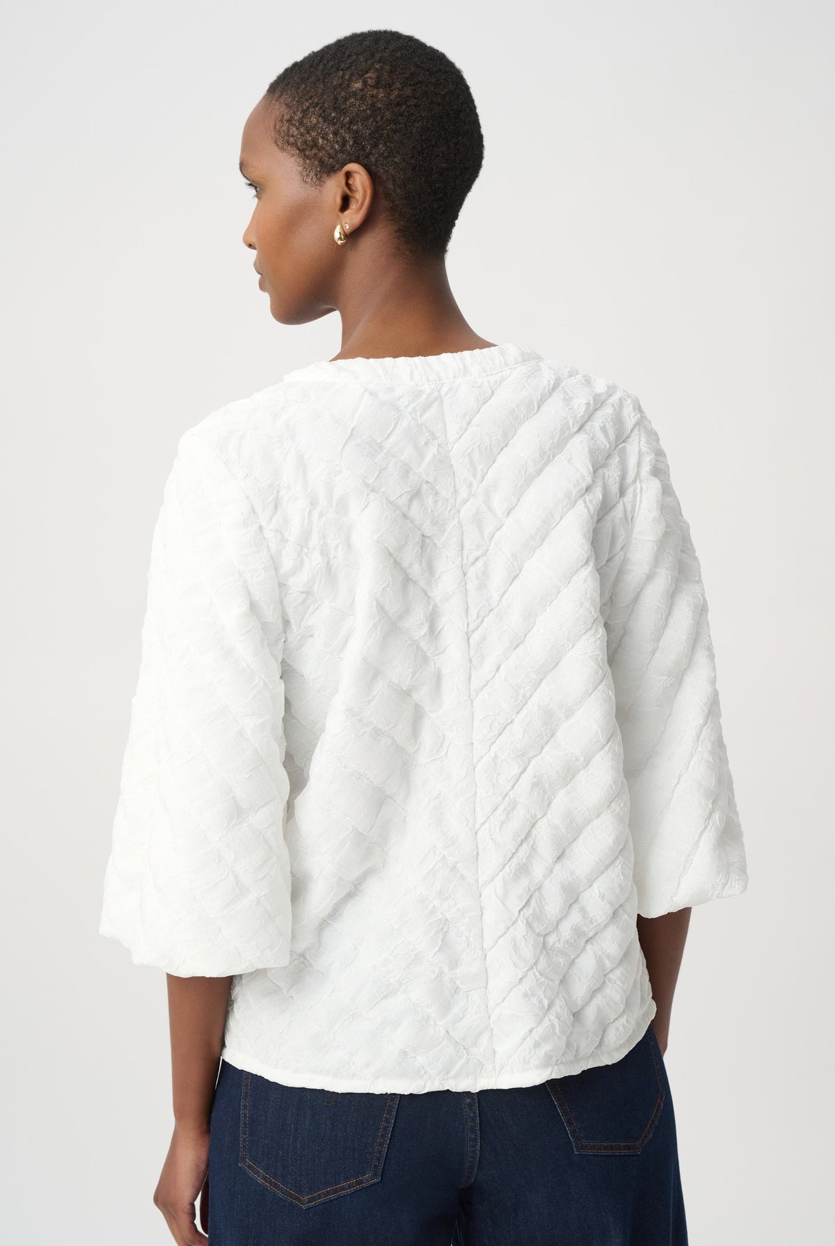 Joseph Ribkoff Textured Puff Sleeve V-Neck Top-264020, view 4