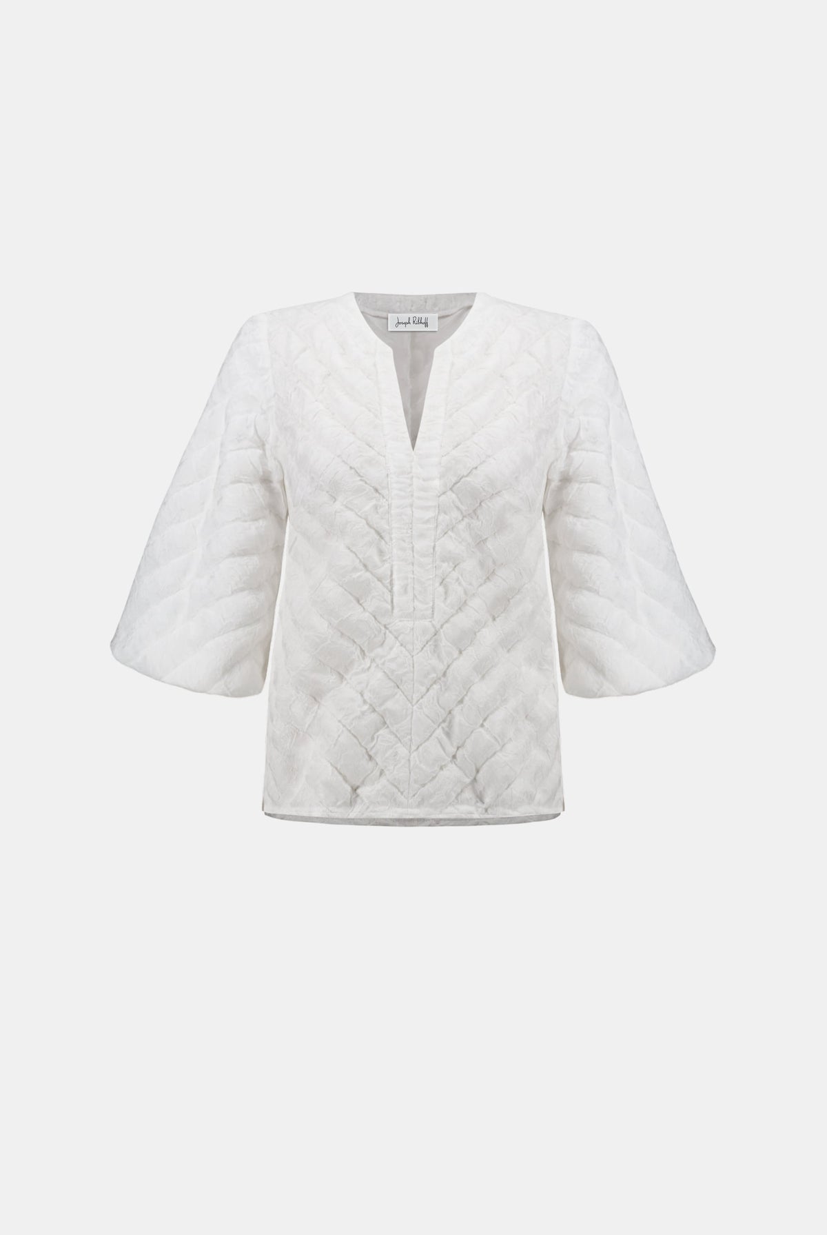 Joseph Ribkoff Textured Puff Sleeve V-Neck Top-264020, view 6