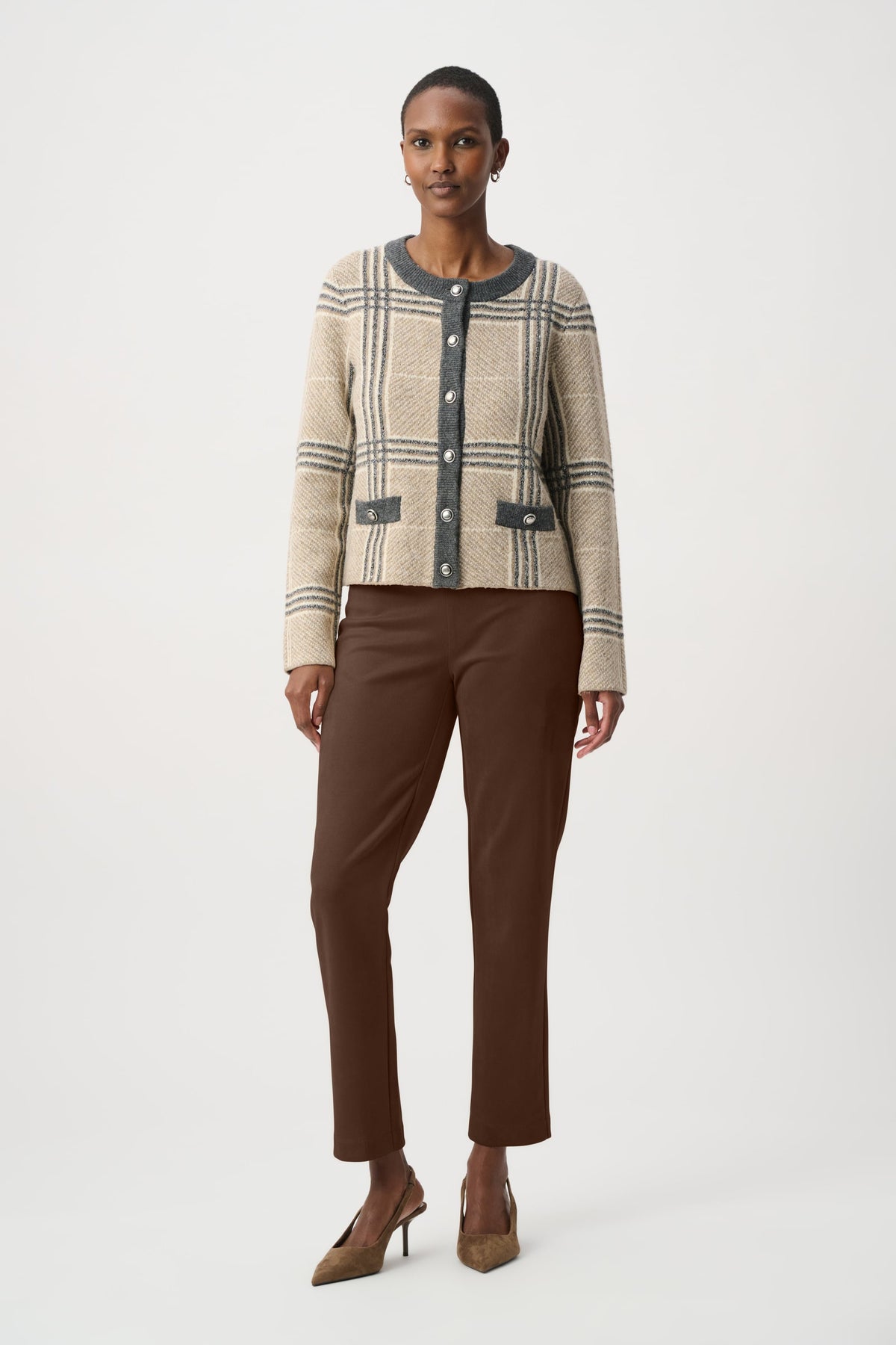 Joseph Ribkoff Faux Suede Pull-On Pants-264048, Brown