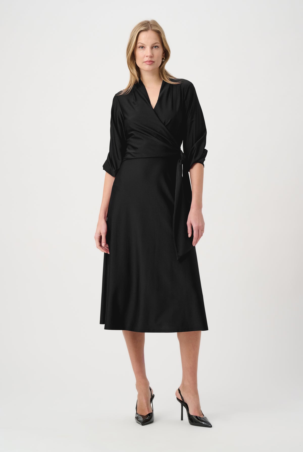 Joseph Ribkoff Knit Satin Flowy Wrap Dress-264070